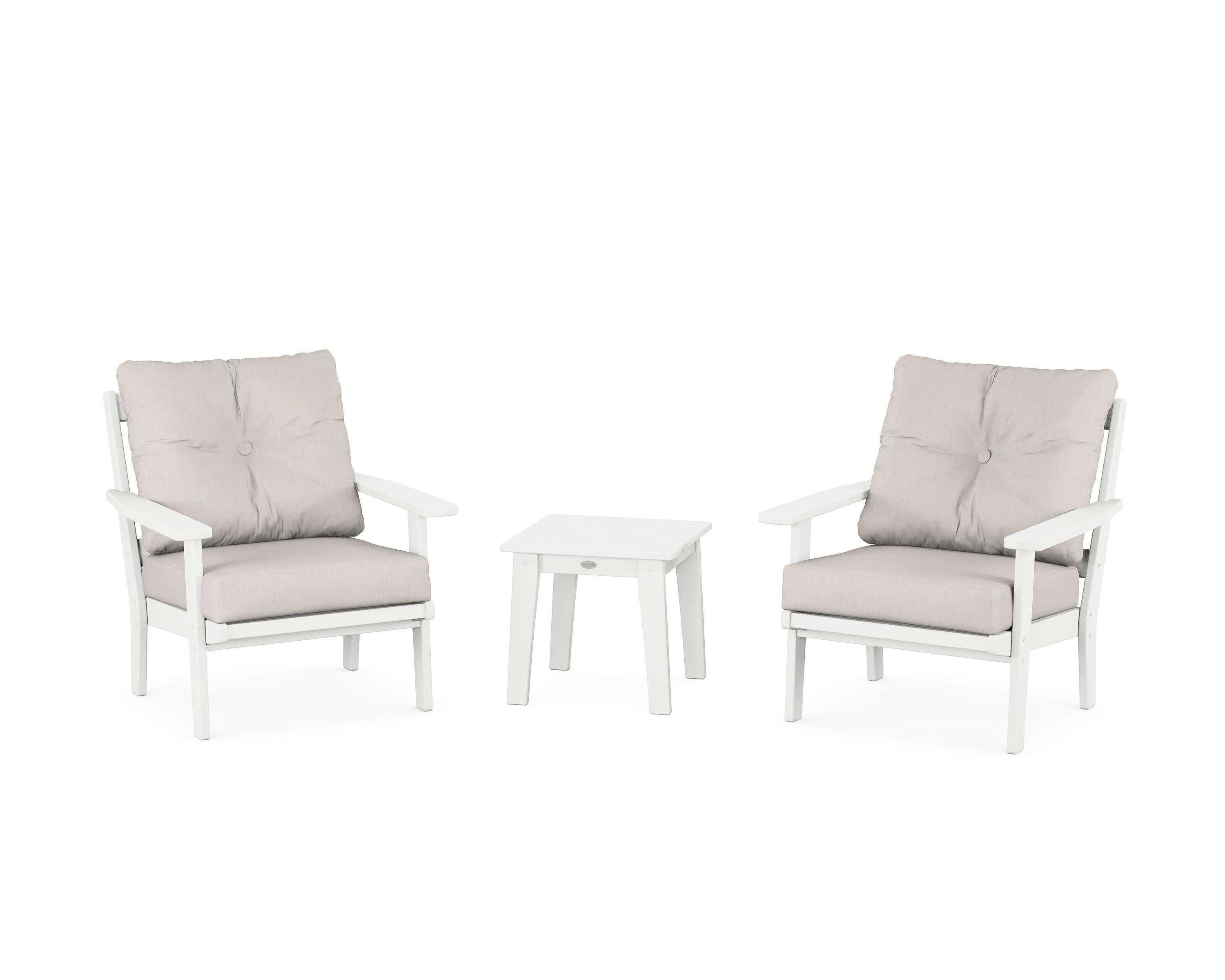 Prairie 3-Piece Deep Seating Set in White / Cast Ash
