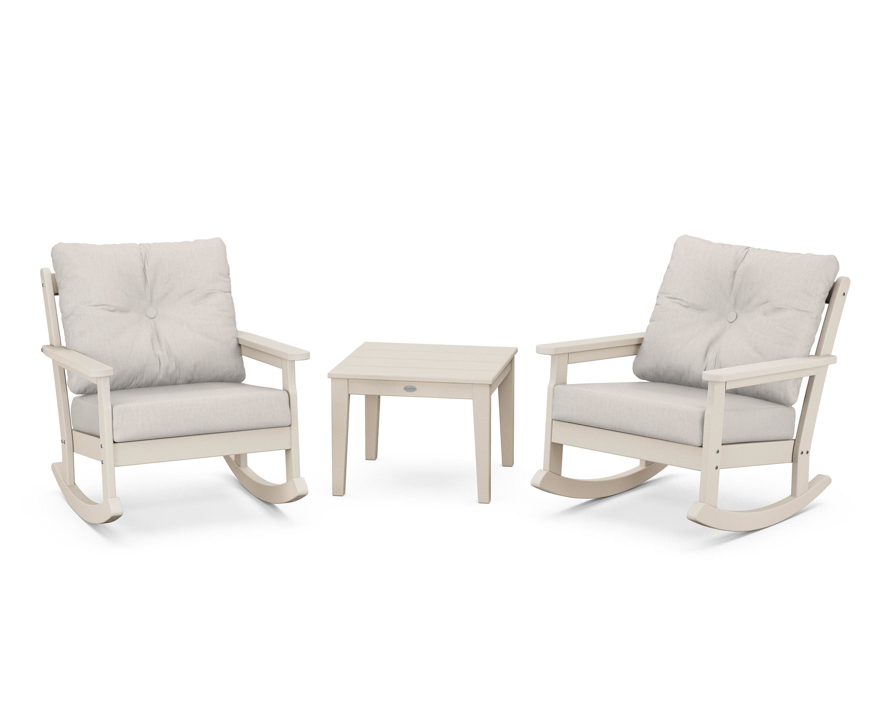 Vineyard 3-Piece Deep Seating Rocker Set in Sand / Cast Ash