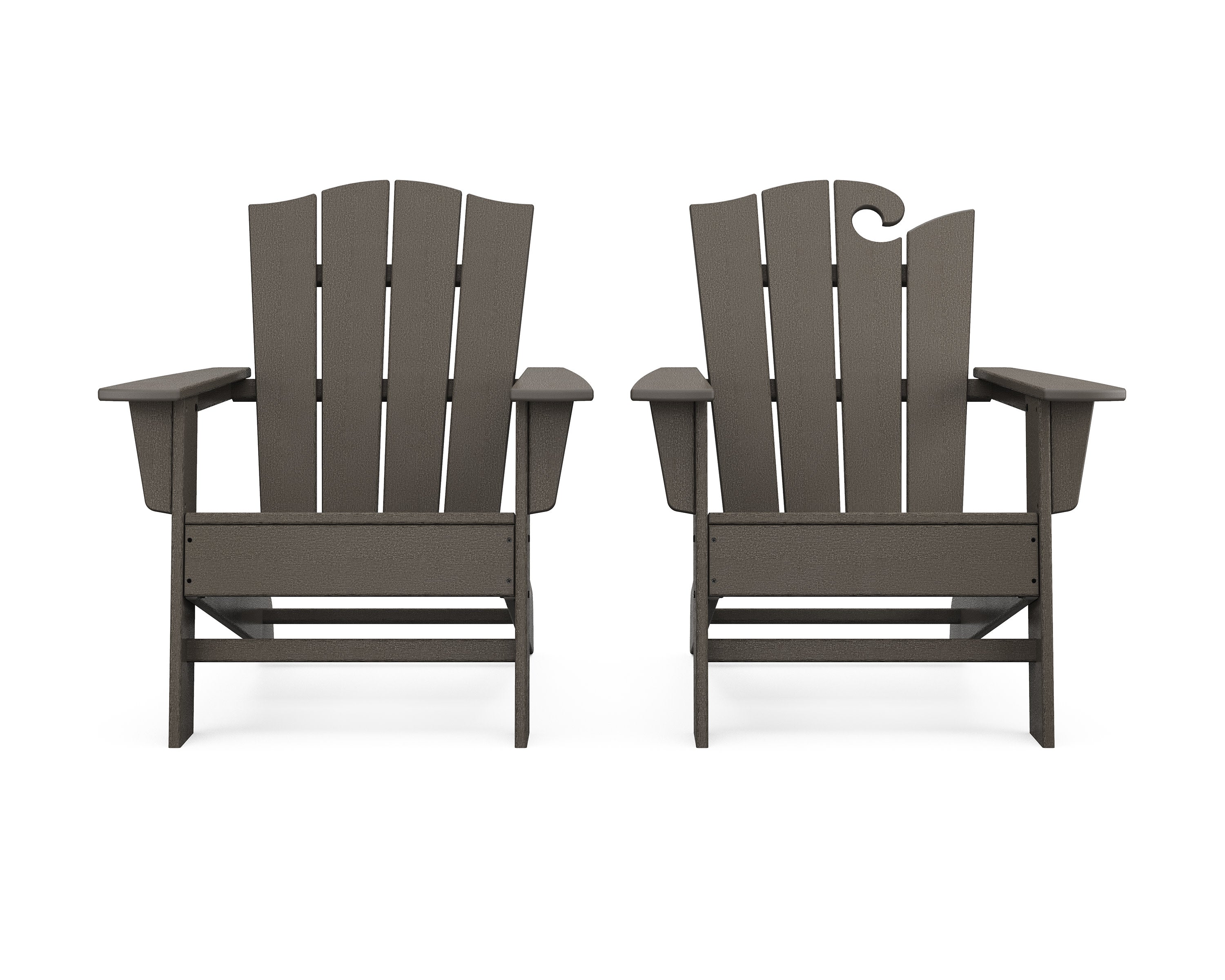 Wave 2-Piece Adirondack Chair Set with The Crest Chair in Vintage Coffee