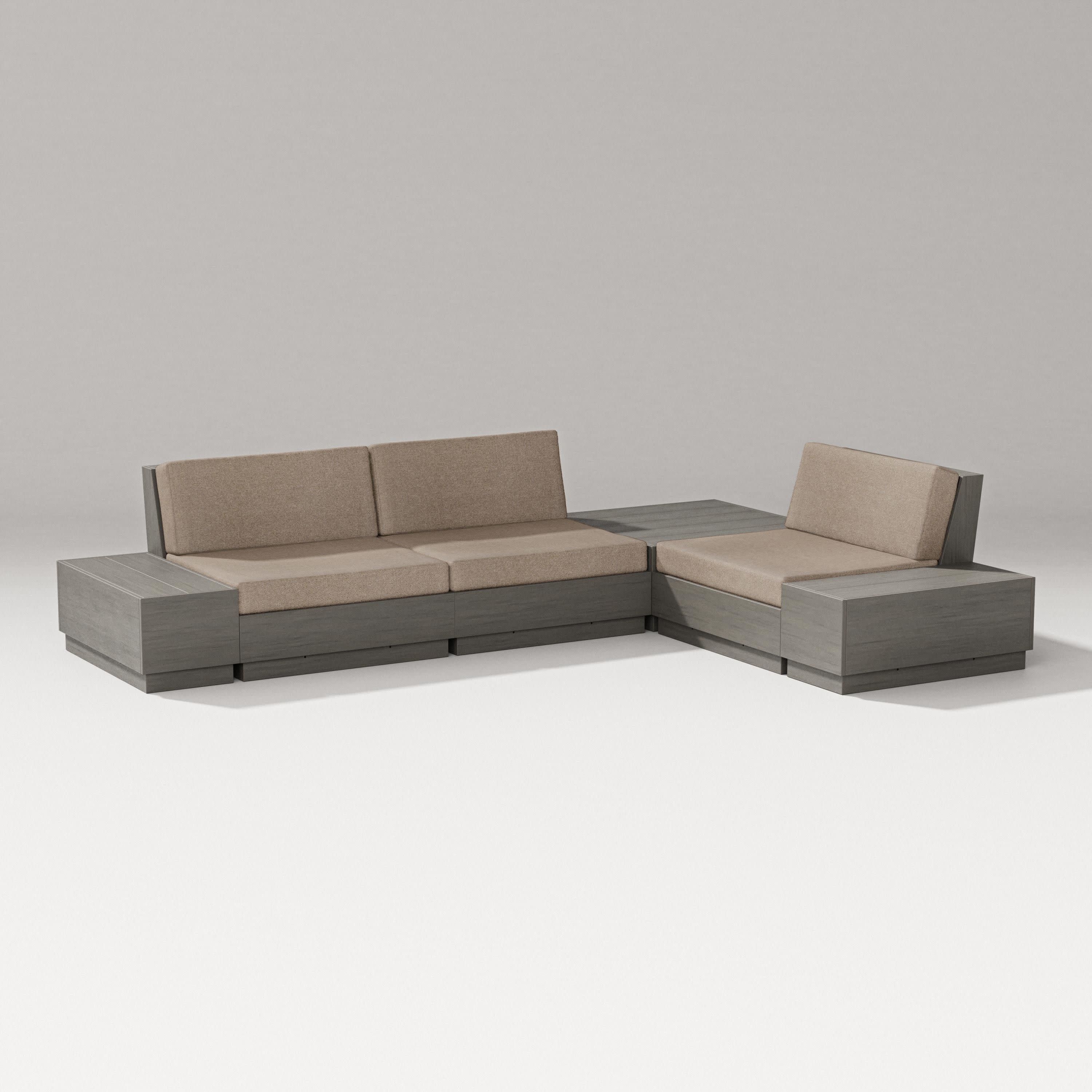 Elevate 6-Piece Corner Sectional in Driftwood / Spiced Burlap