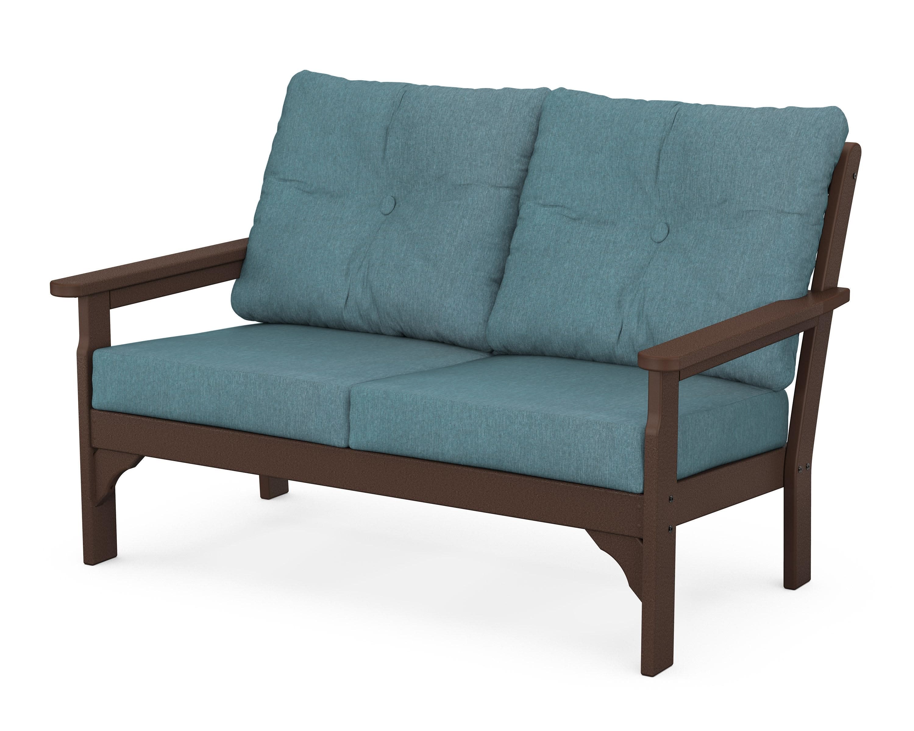 Vineyard Deep Seating Loveseat in Mahogany / Ocean Teal
