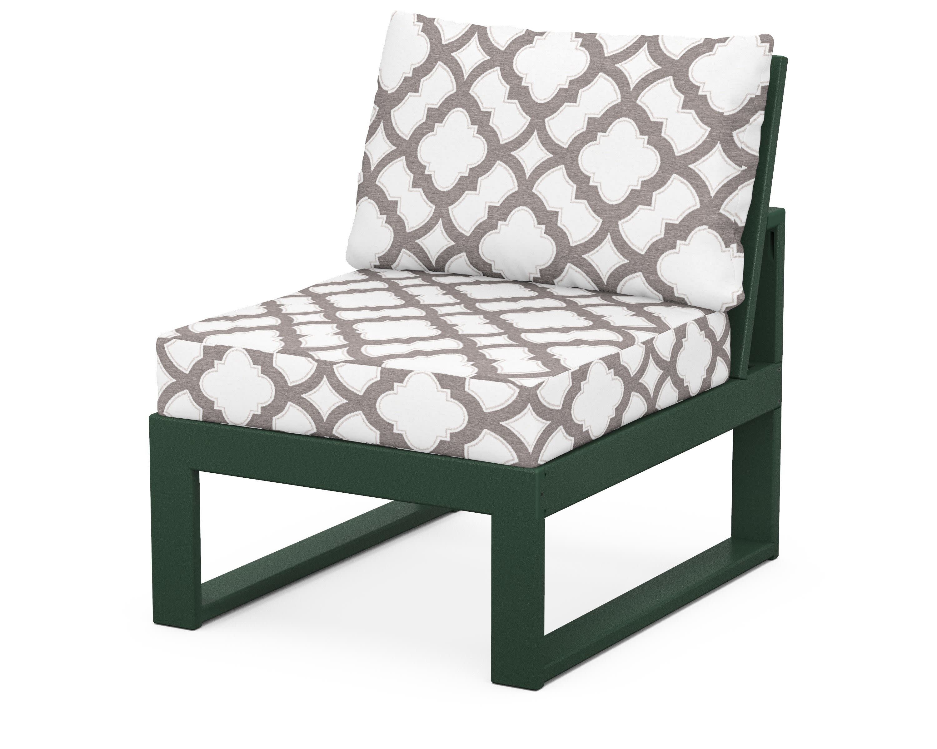 Modular Armless Chair in Green / Trellis Grey Mist