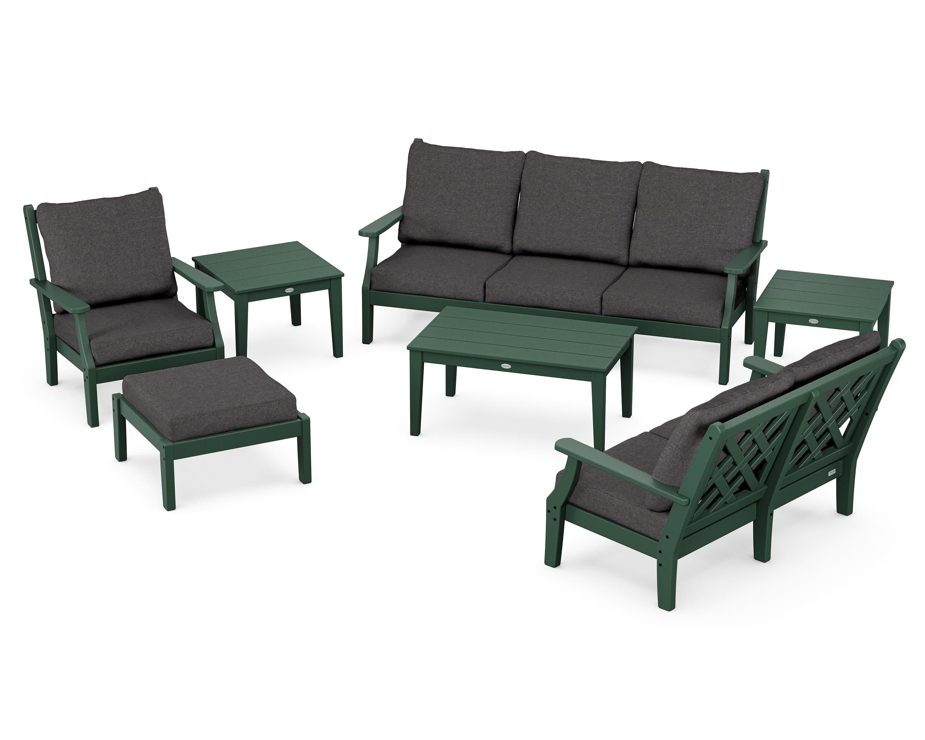 Wovendale 7-Piece Deep Seating Set in Green / Ash Charcoal