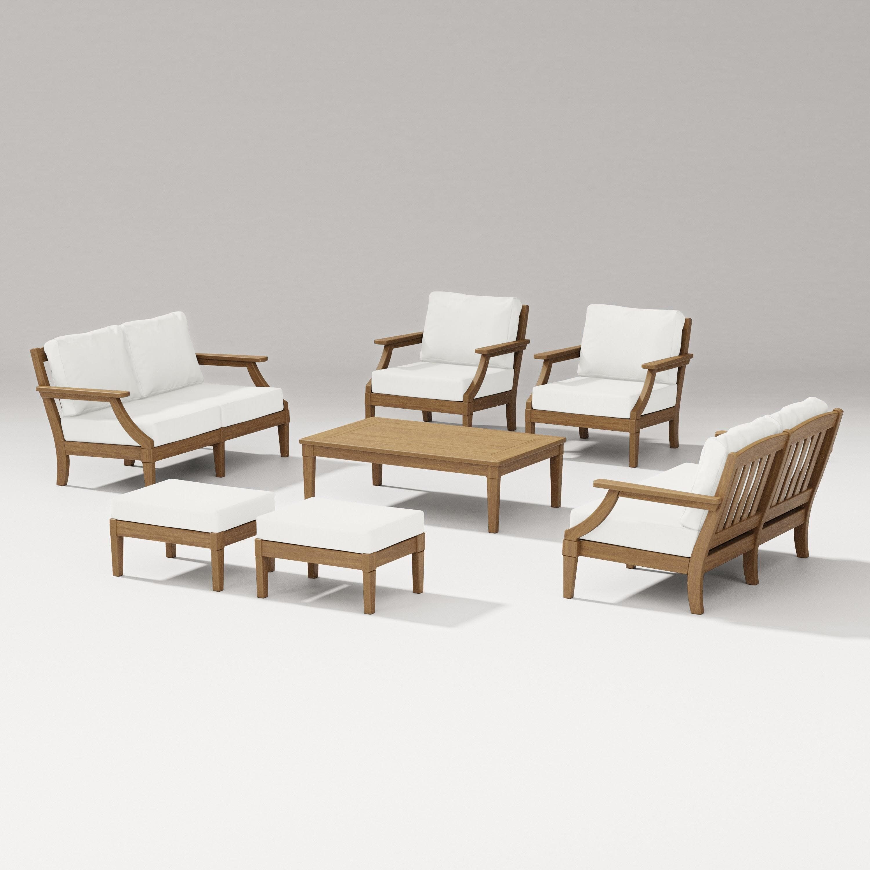 Estate 7-Piece Lounge Loveseat Set in Natural / Natural Linen