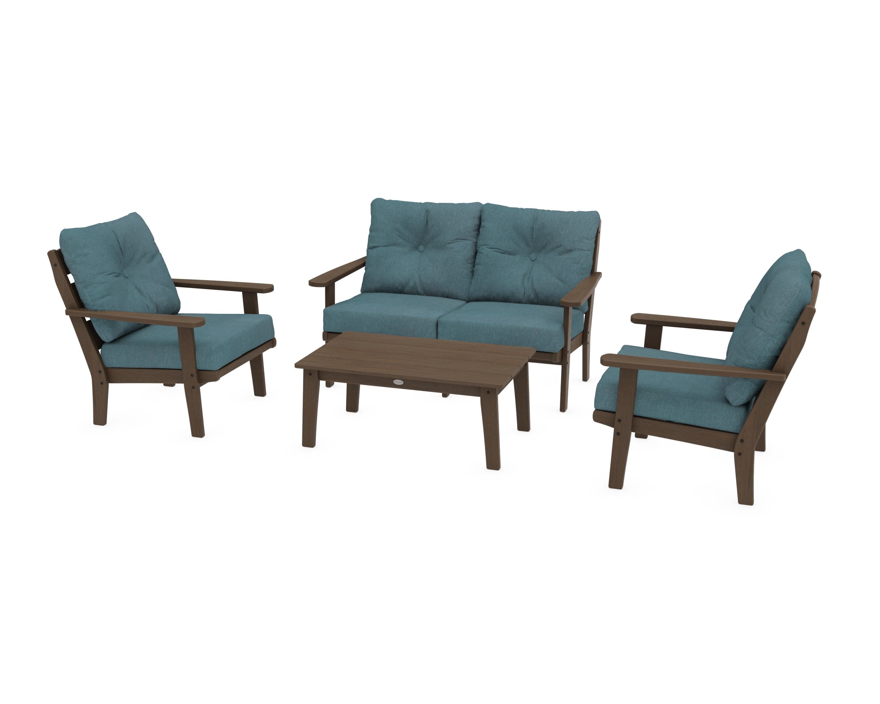 Lakeside 4-Piece Deep Seating Set in Kona / Ocean Teal