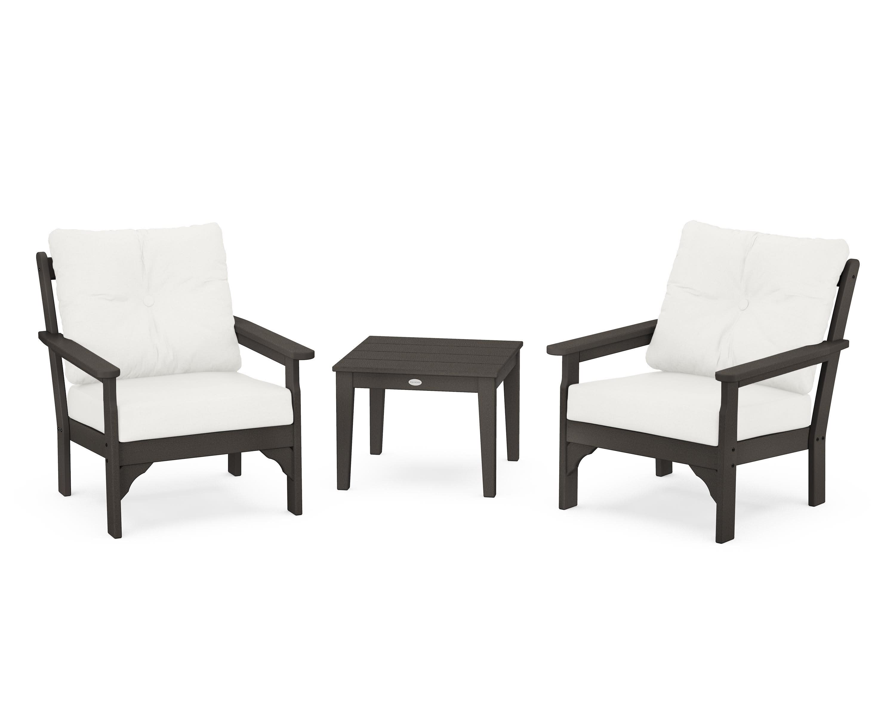Vineyard 3-Piece Deep Seating Set in Vintage Coffee / Natural Linen