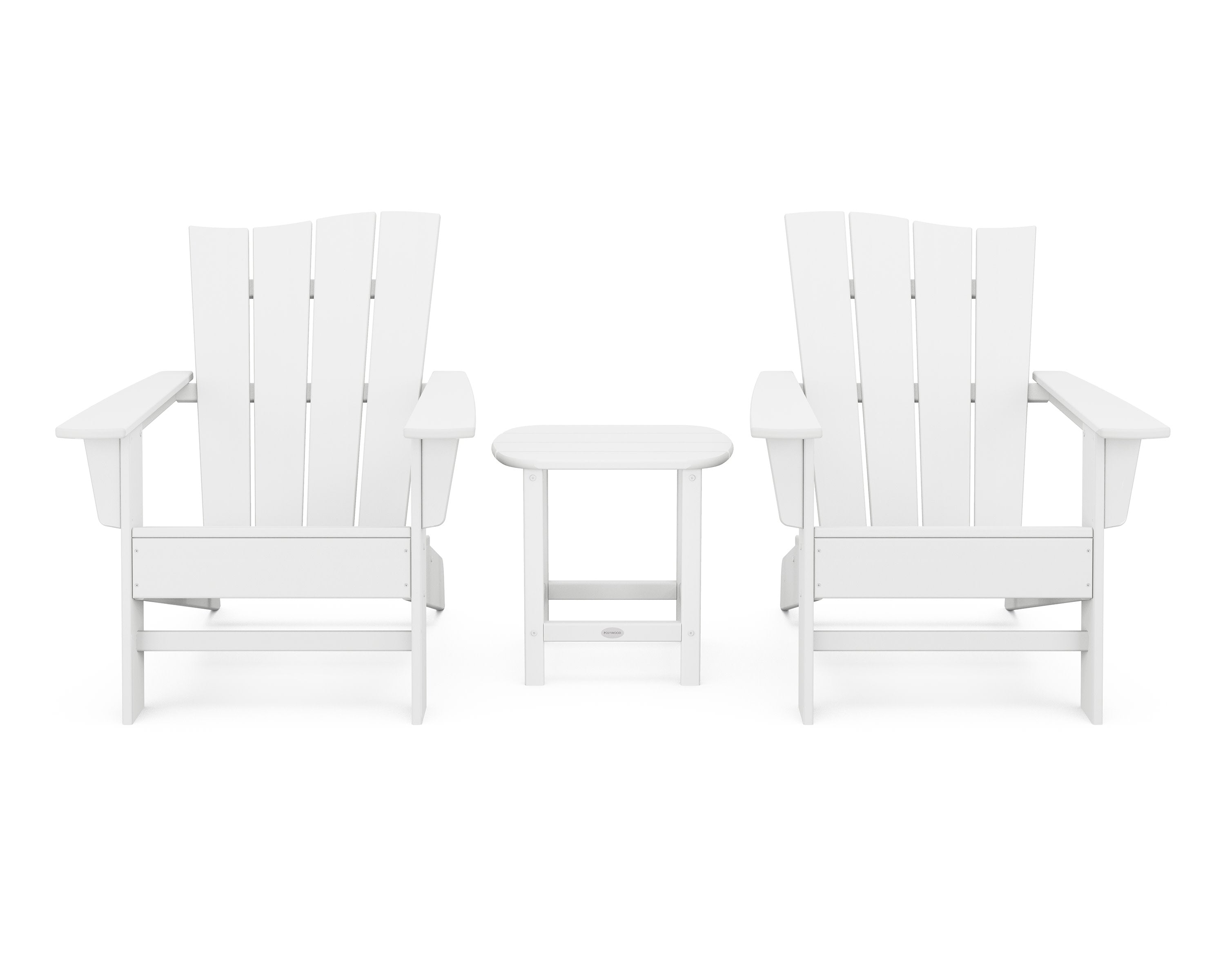 Wave 3-Piece Adirondack Chair Set in White