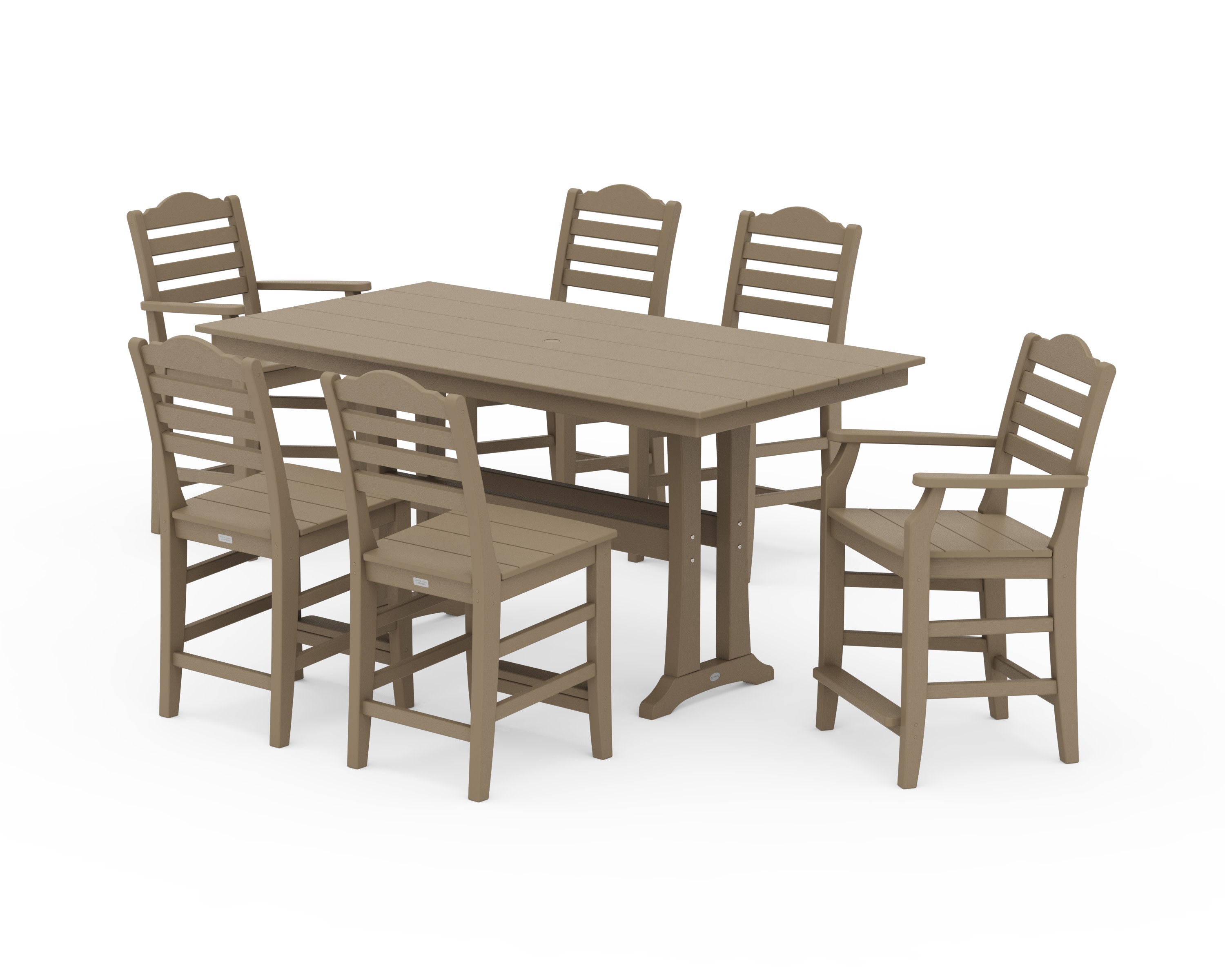 Savannah 7-Piece Farmhouse Counter Set with Trestle Legs in Vintage Sahara