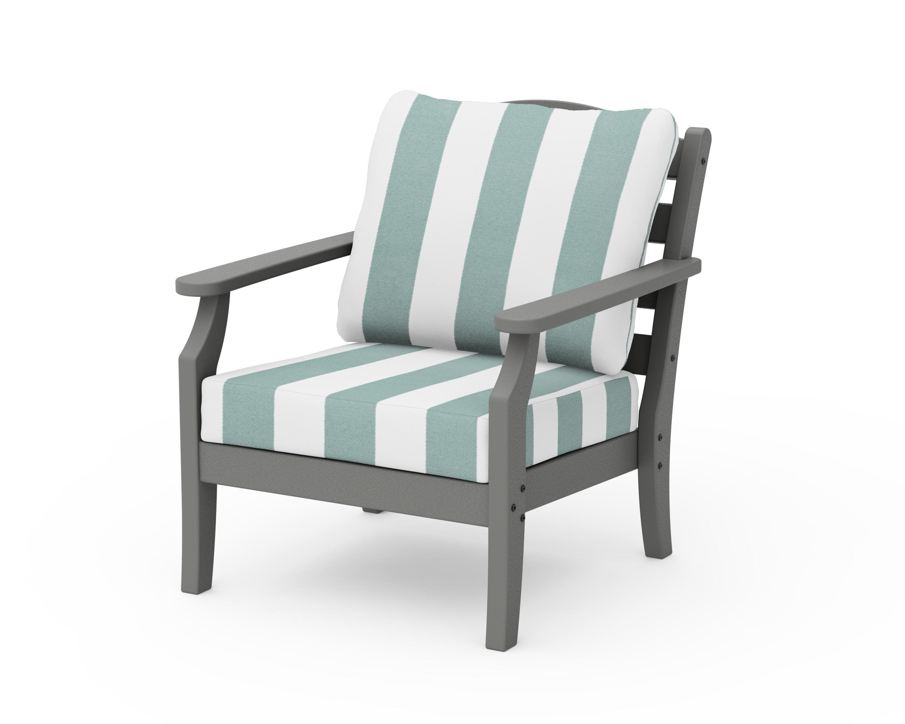 Savannah Deep Seating Chair in Slate Grey / Cabana Stripe Glacier Spa