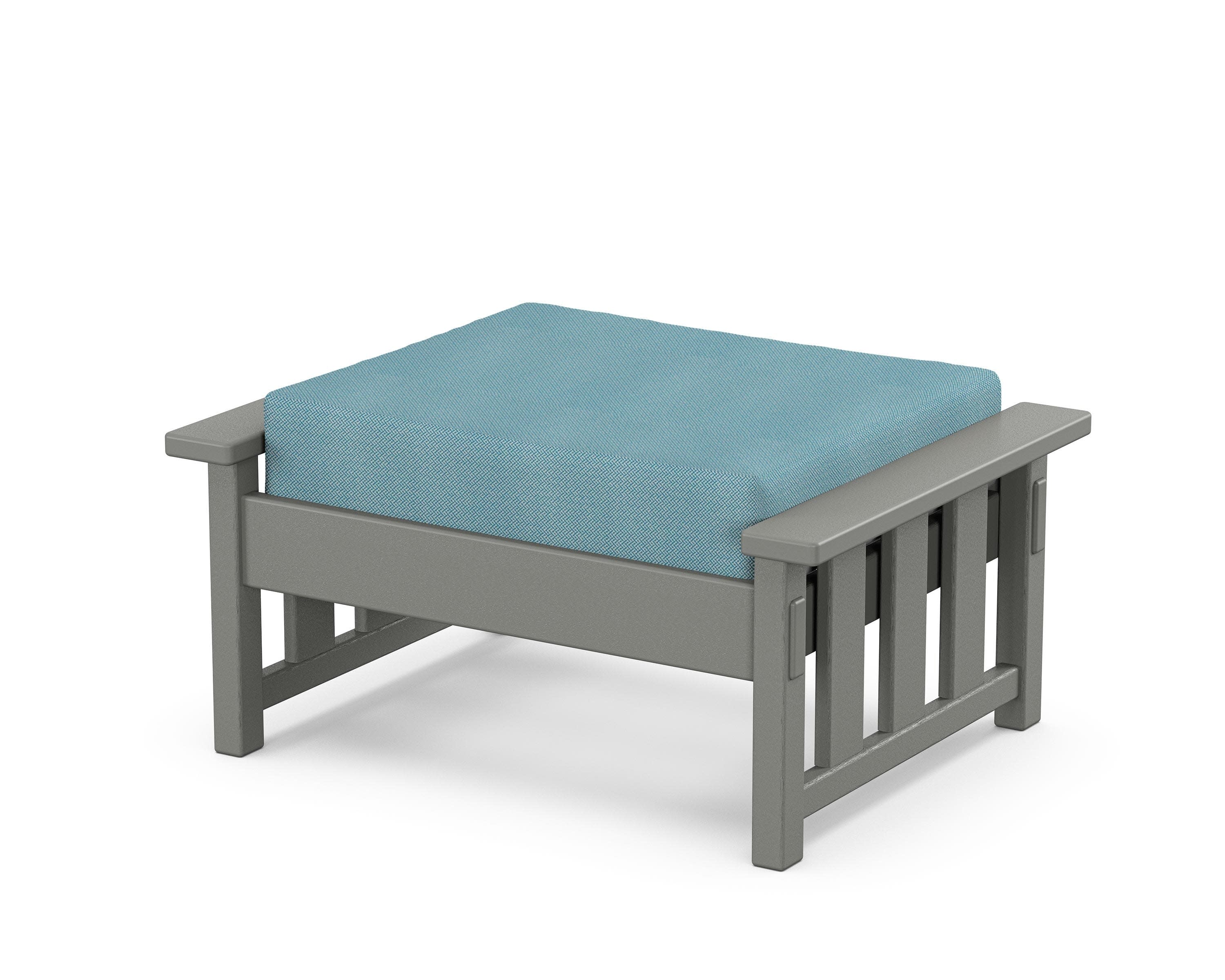 Acadia Deep Seating Ottoman in Slate Grey / Lattice Sky Blue