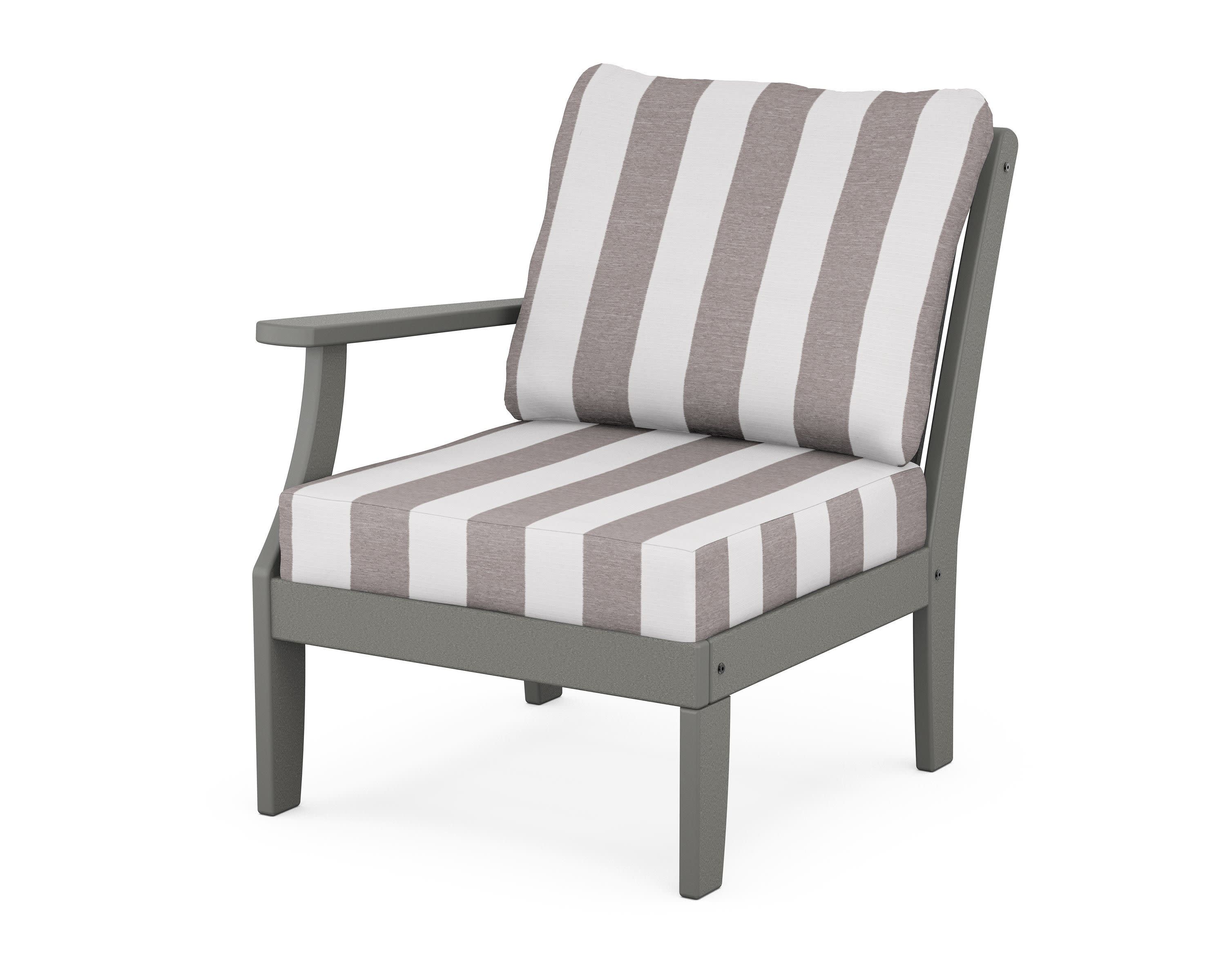 Braxton Modular Left Arm Chair in Slate Grey / Cabana Stripe Grey Mist