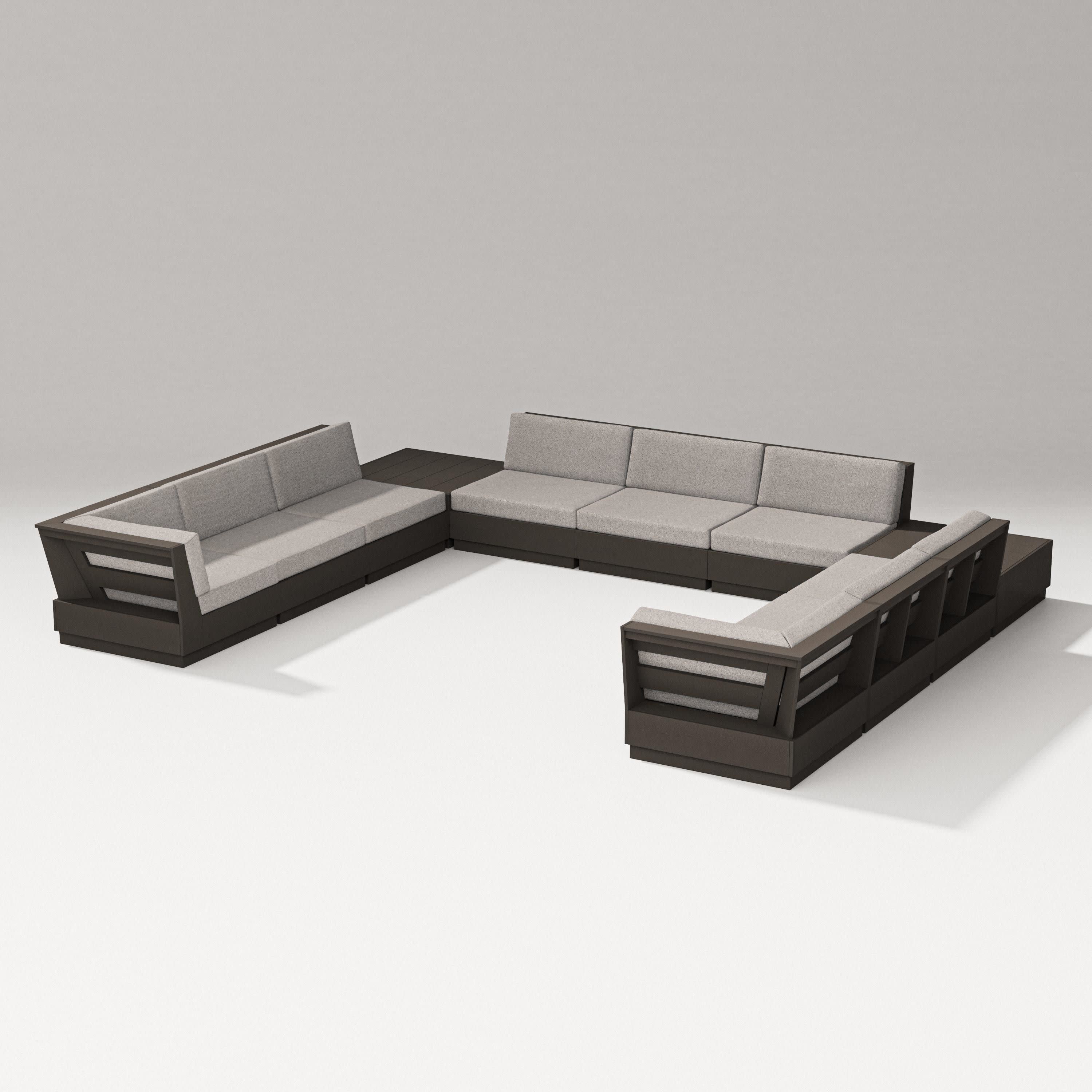 Elevate 11-Piece U-Shaped Sofa Sectional in Vintage Coffee / Weathered Tweed