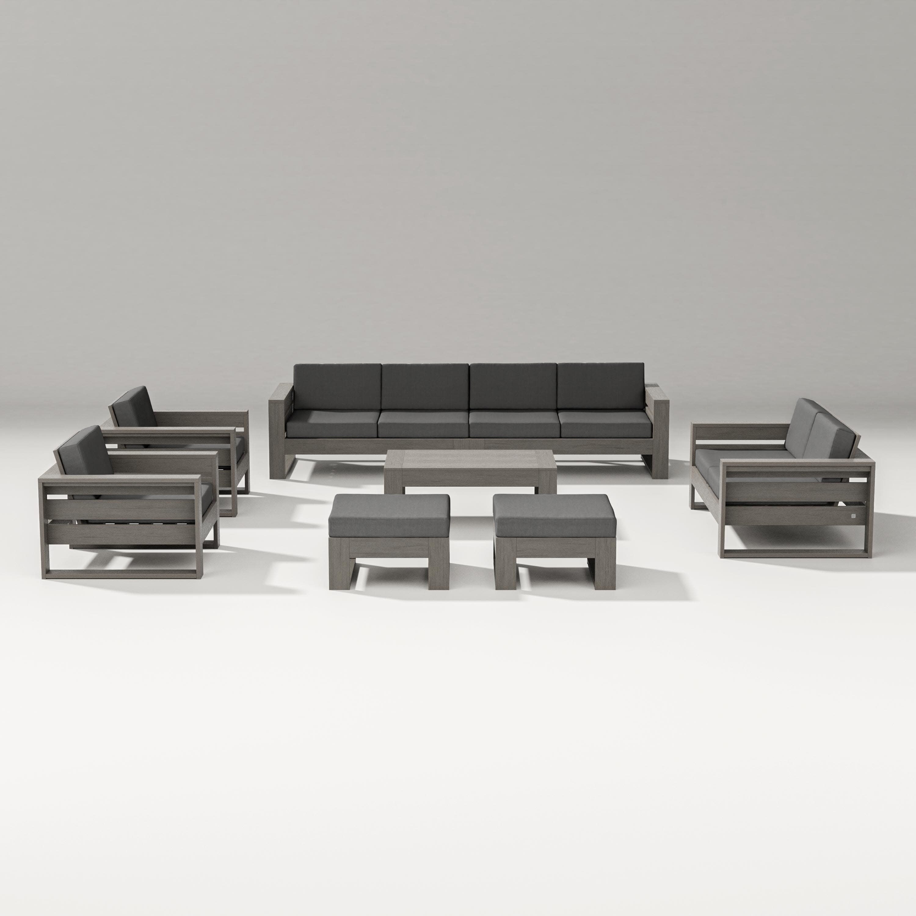 Latitude 8-Piece Lounge Sofa Set in Driftwood / Spectrum Carbon