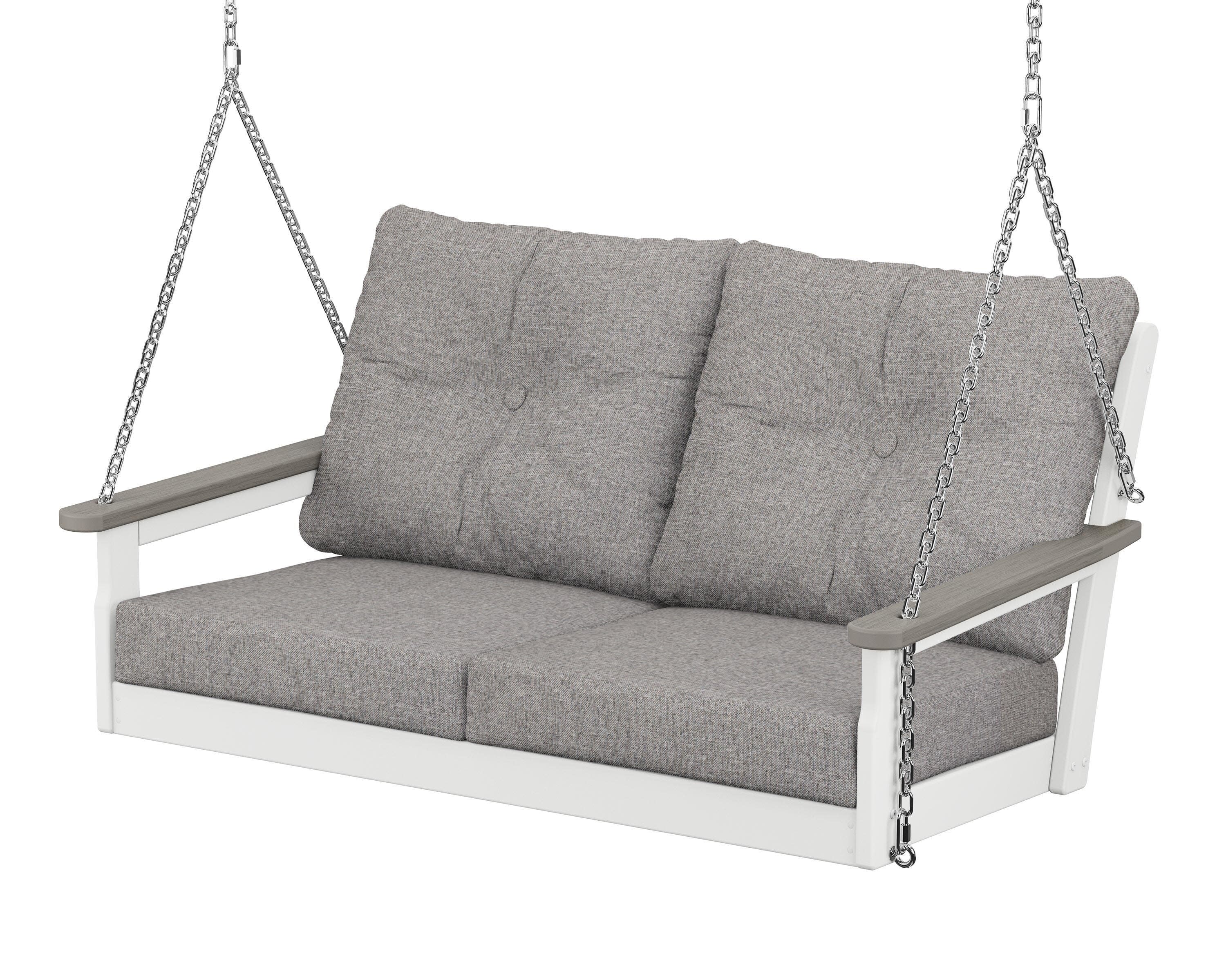 Vineyard Deep Seating Swing in White / Driftwood / Grey Mist