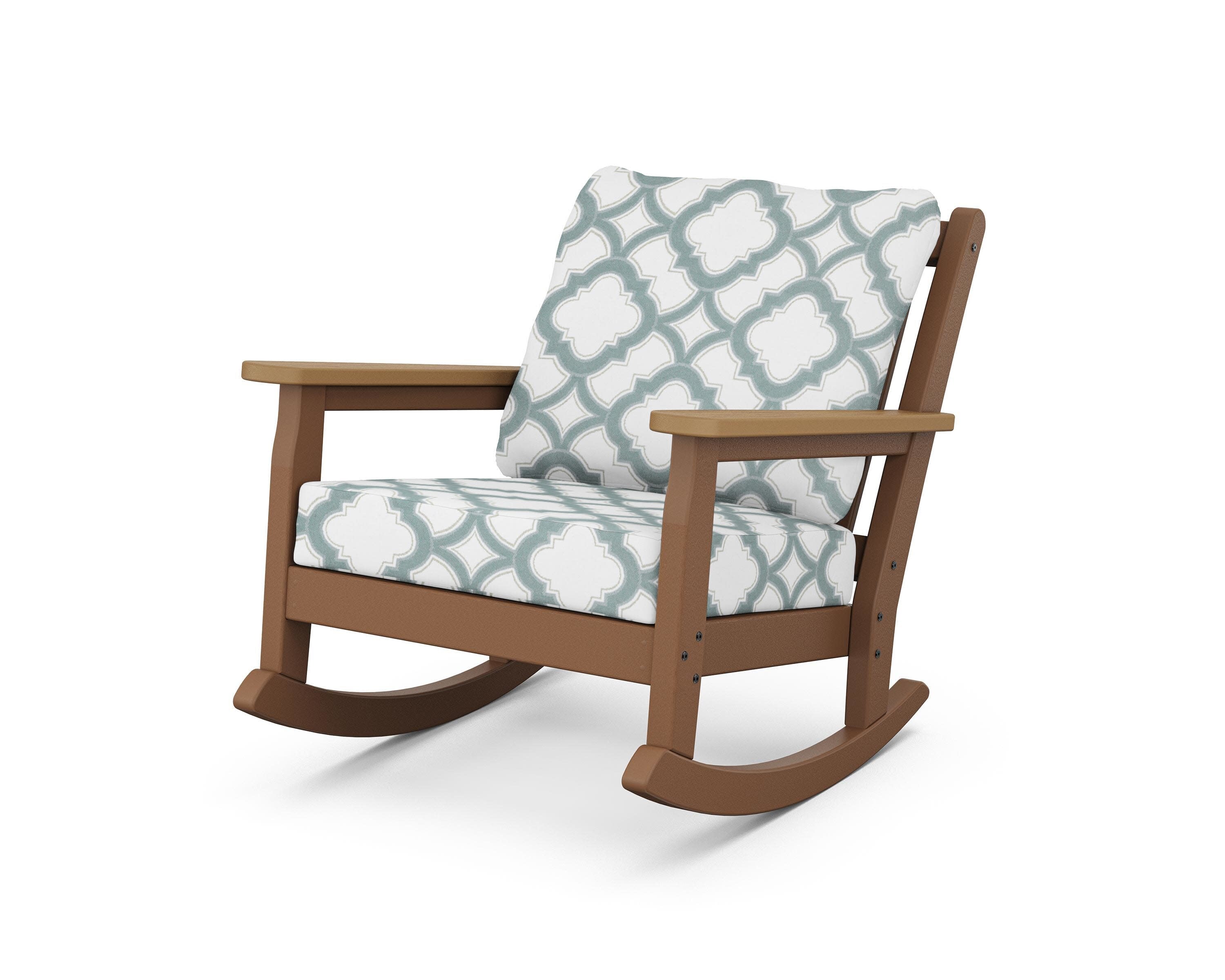 Chippendale Deep Seating Rocking Chair in Teak / Natural / Trellis Glacier Spa