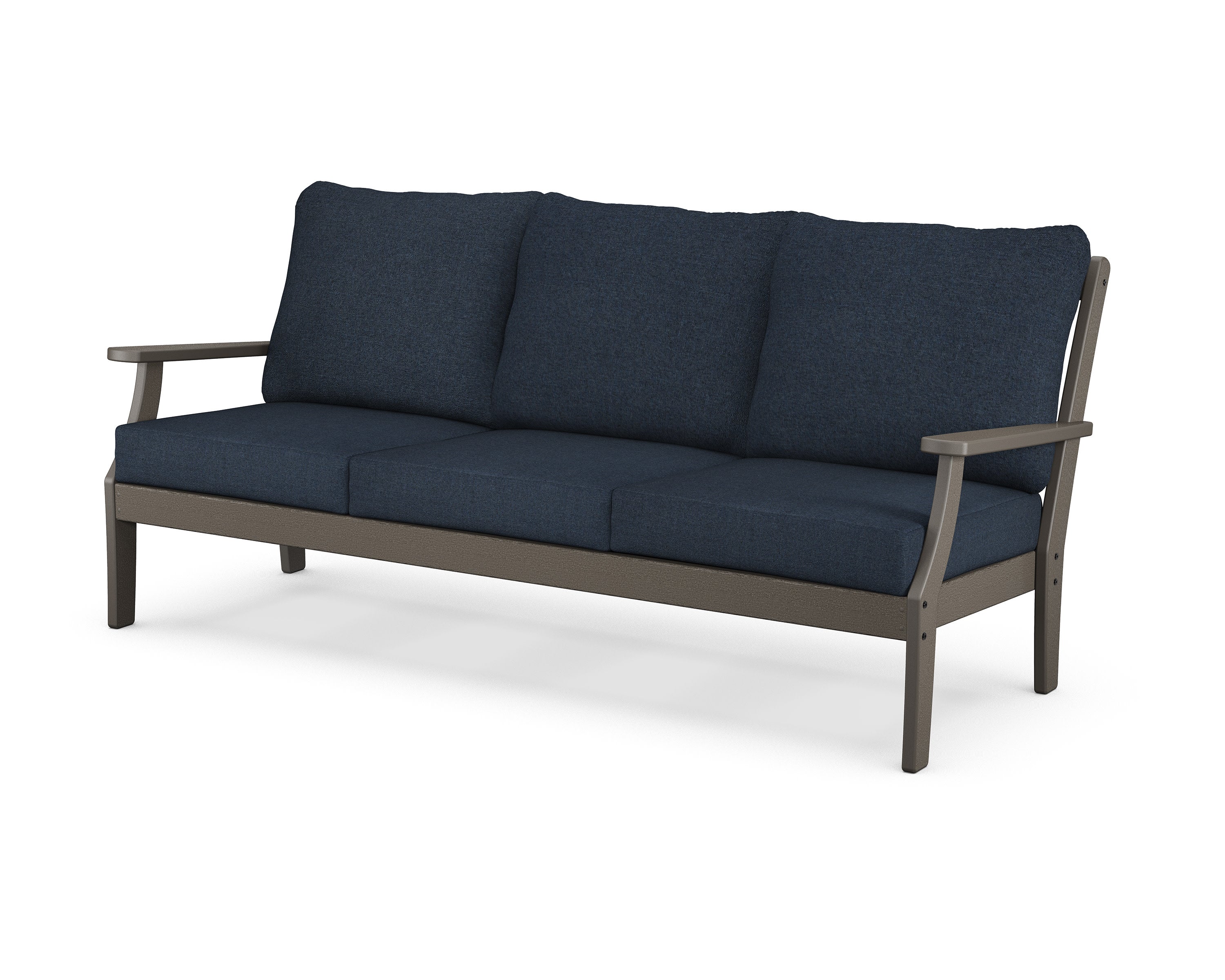 Braxton Deep Seating Sofa in Vintage Coffee / Marine Indigo