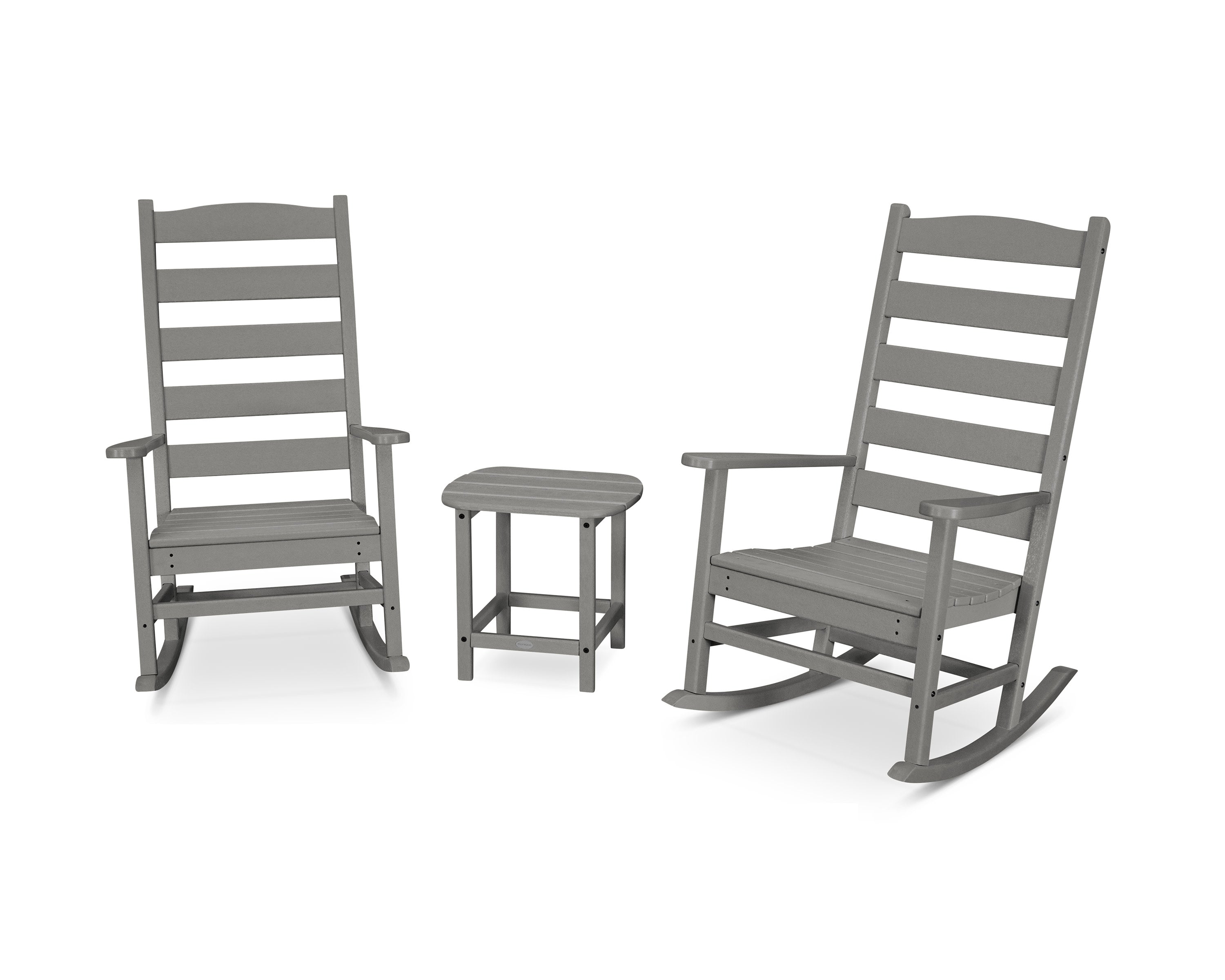 Shaker 3-Piece Porch Rocking Chair Set in Slate Grey
