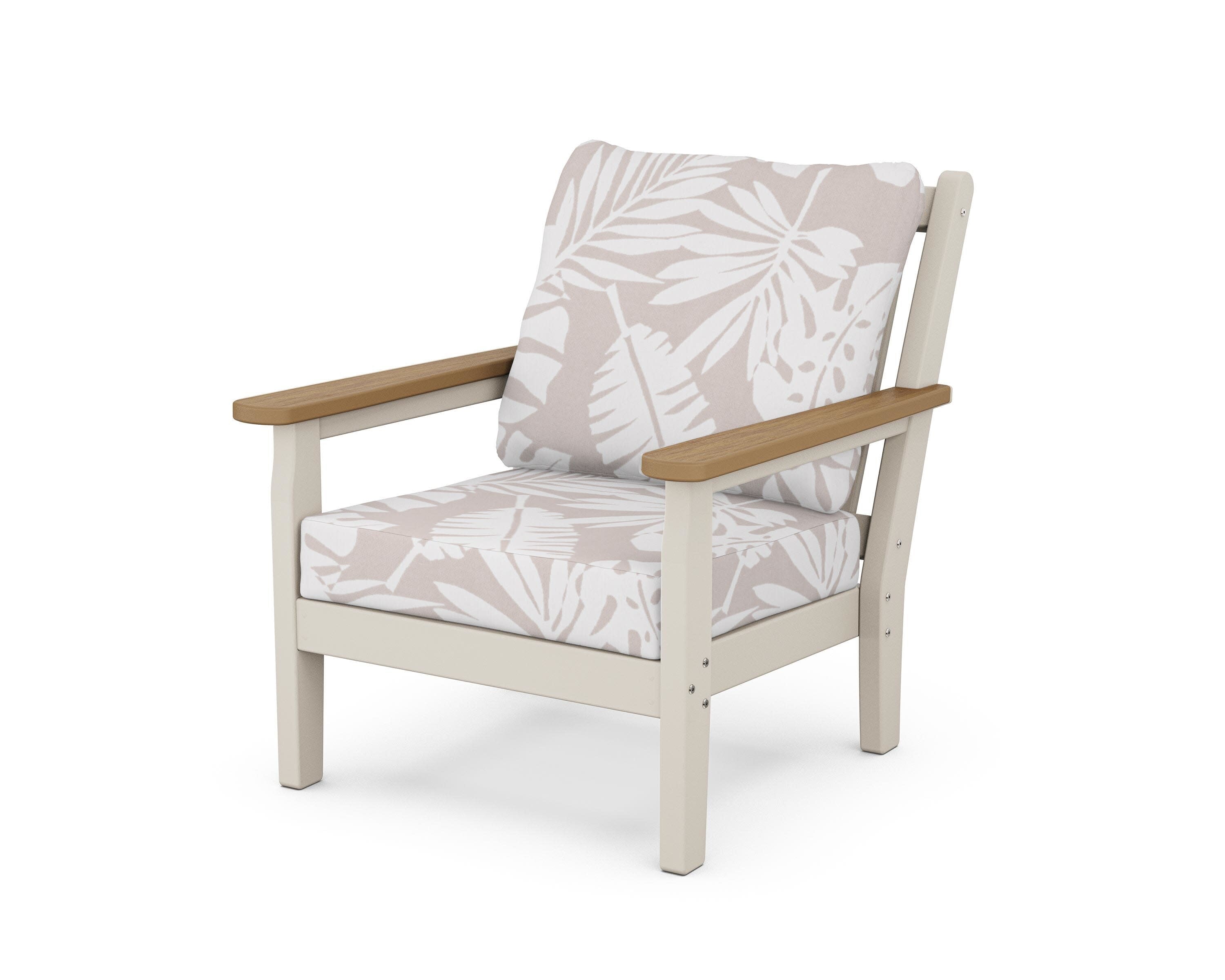 Chippendale Deep Seating Chair in Sand / Natural / Leaf Dune Burlap