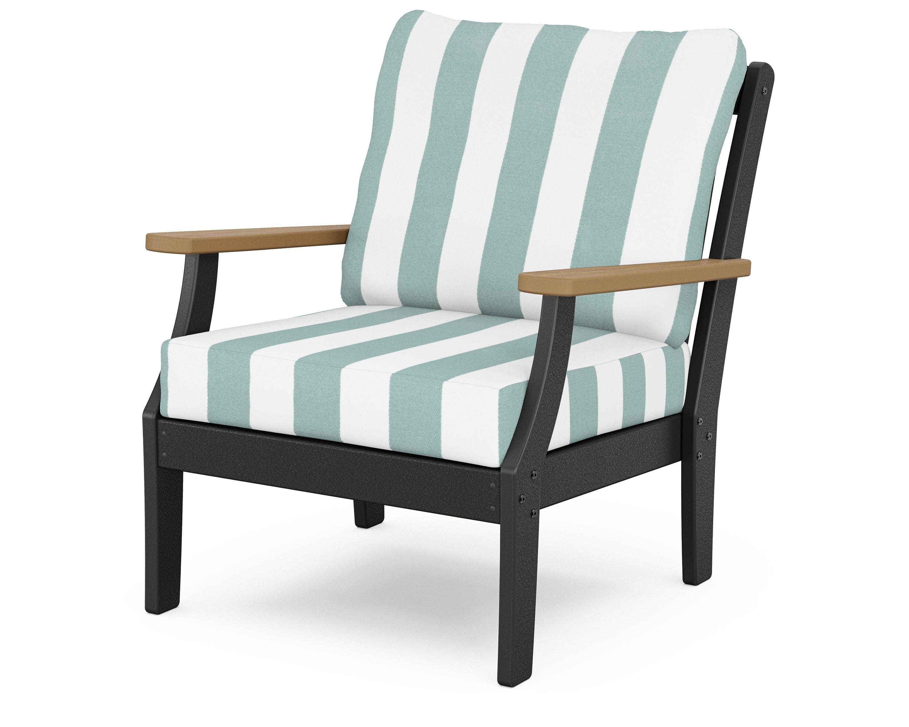 Braxton Deep Seating Chair in Black / Natural / Cabana Stripe Glacier Spa