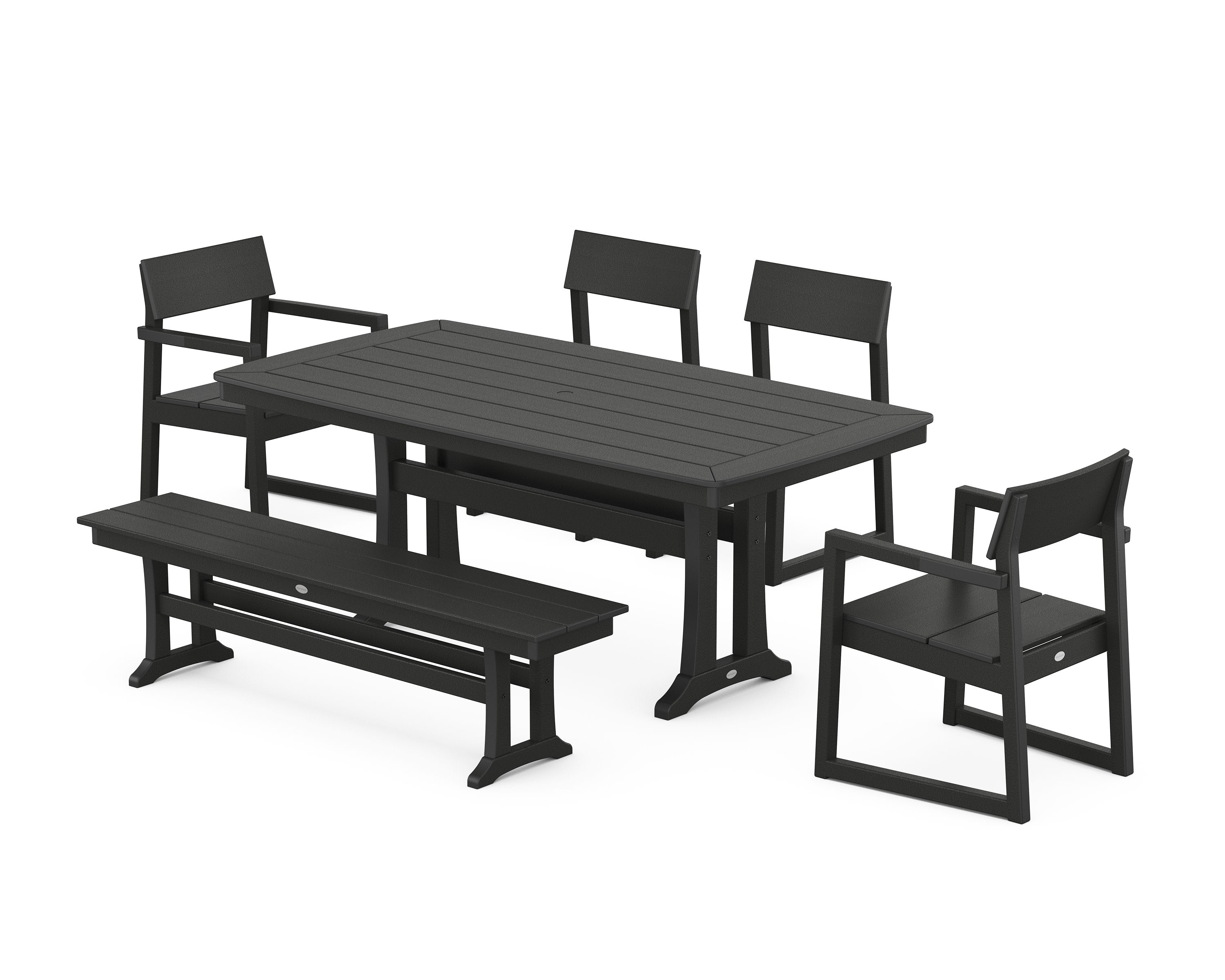 EDGE 6-Piece Dining Set with Trestle Legs in Black