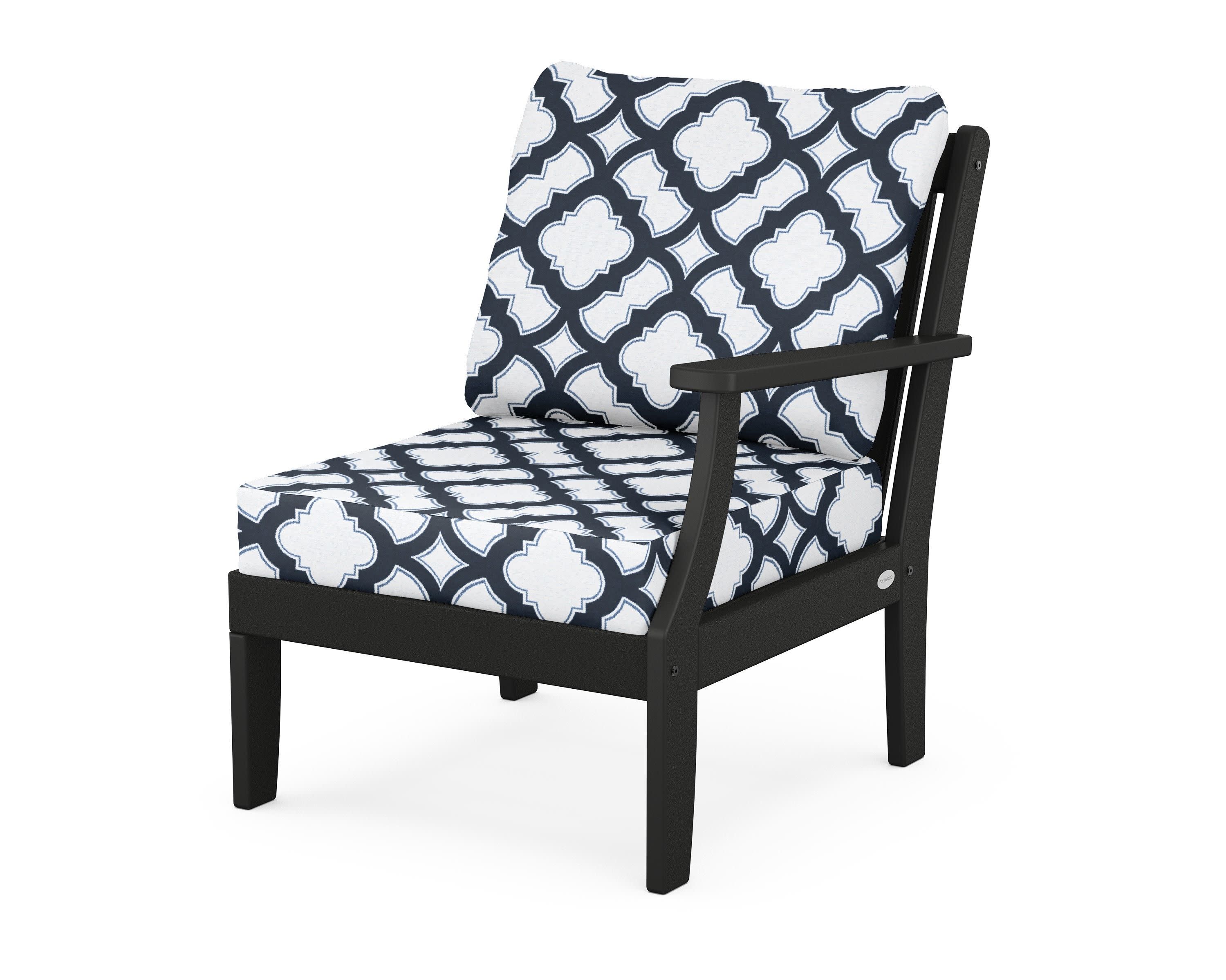 Braxton Modular Right Arm Chair in Black / Trellis Marine Indigo