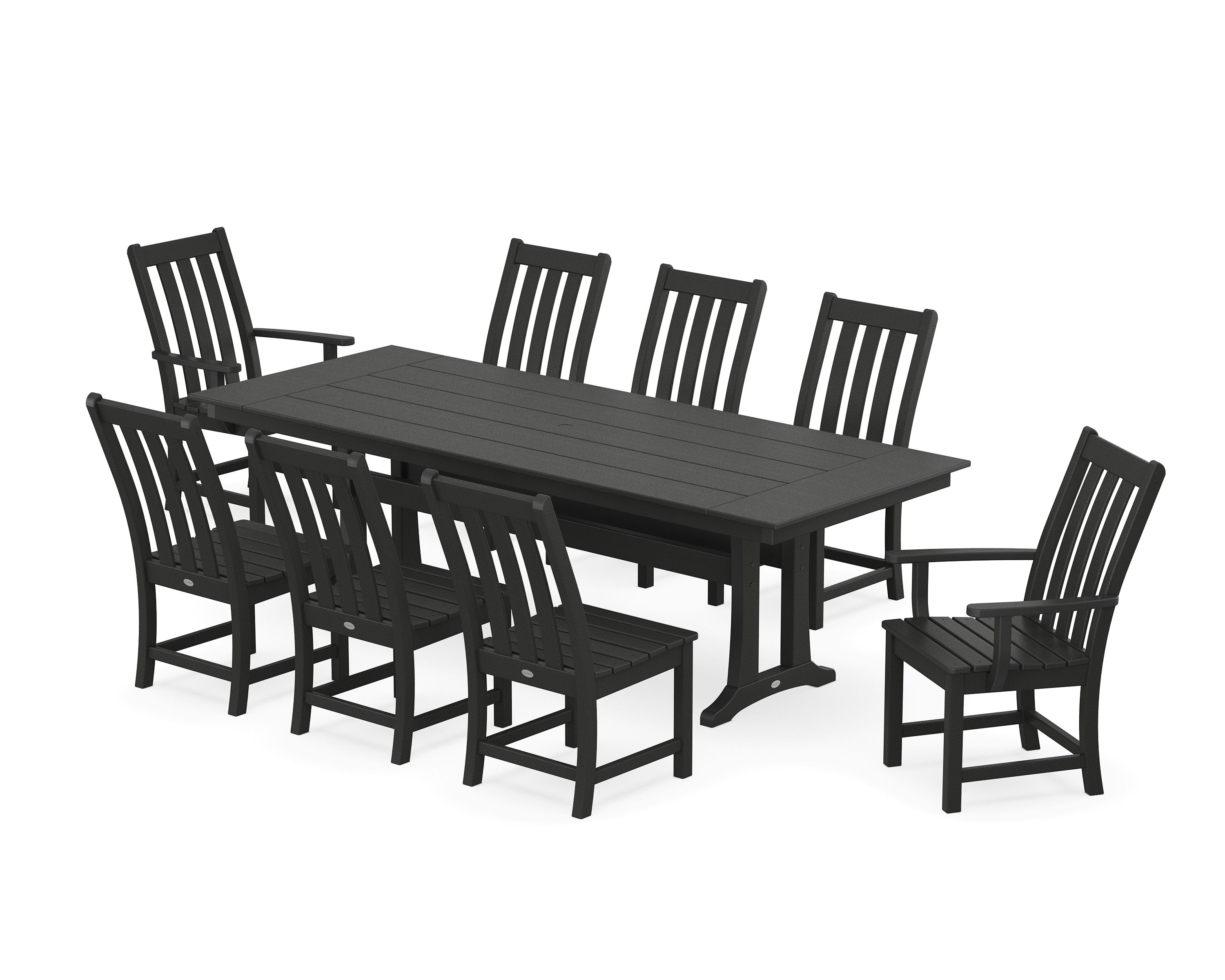 Vineyard 9-Piece Farmhouse Dining Set with Trestle Legs in Black