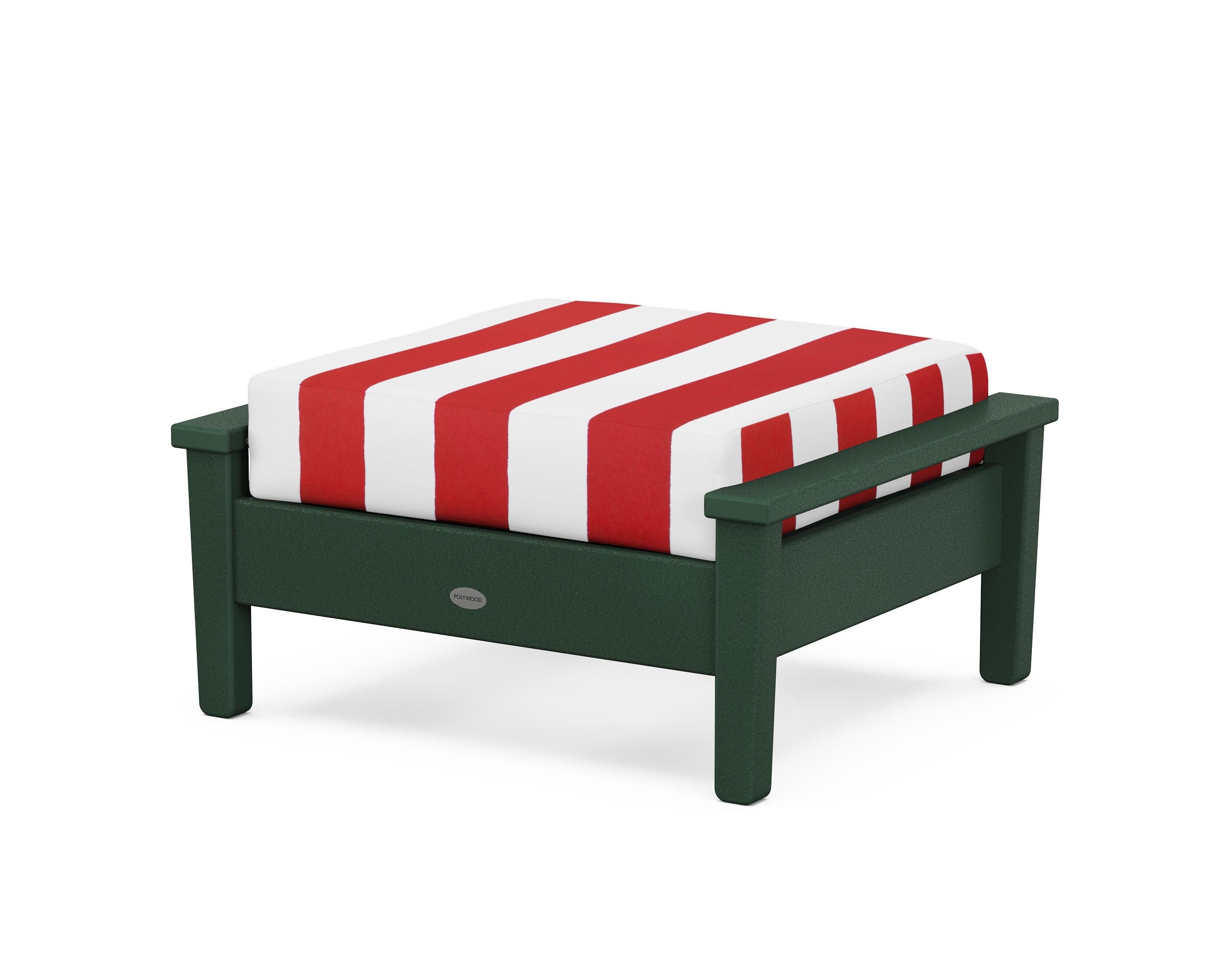 Prescott Deep Seating Ottoman in Green / Cabana Stripe Crimson