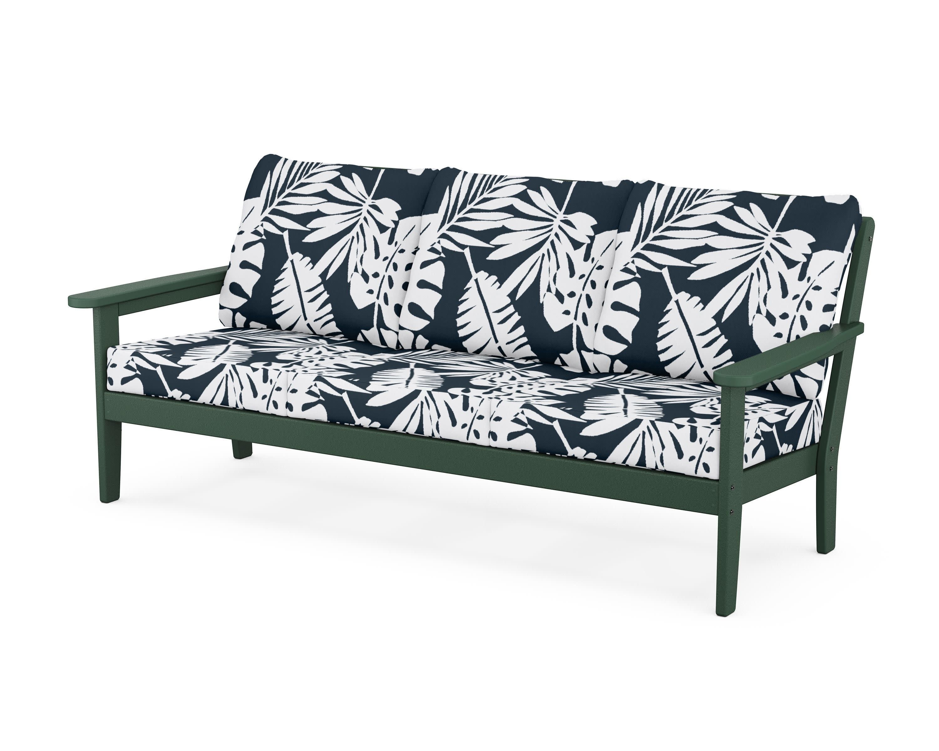 Cottage Deep Seating Sofa in Green / Leaf Marine Indigo