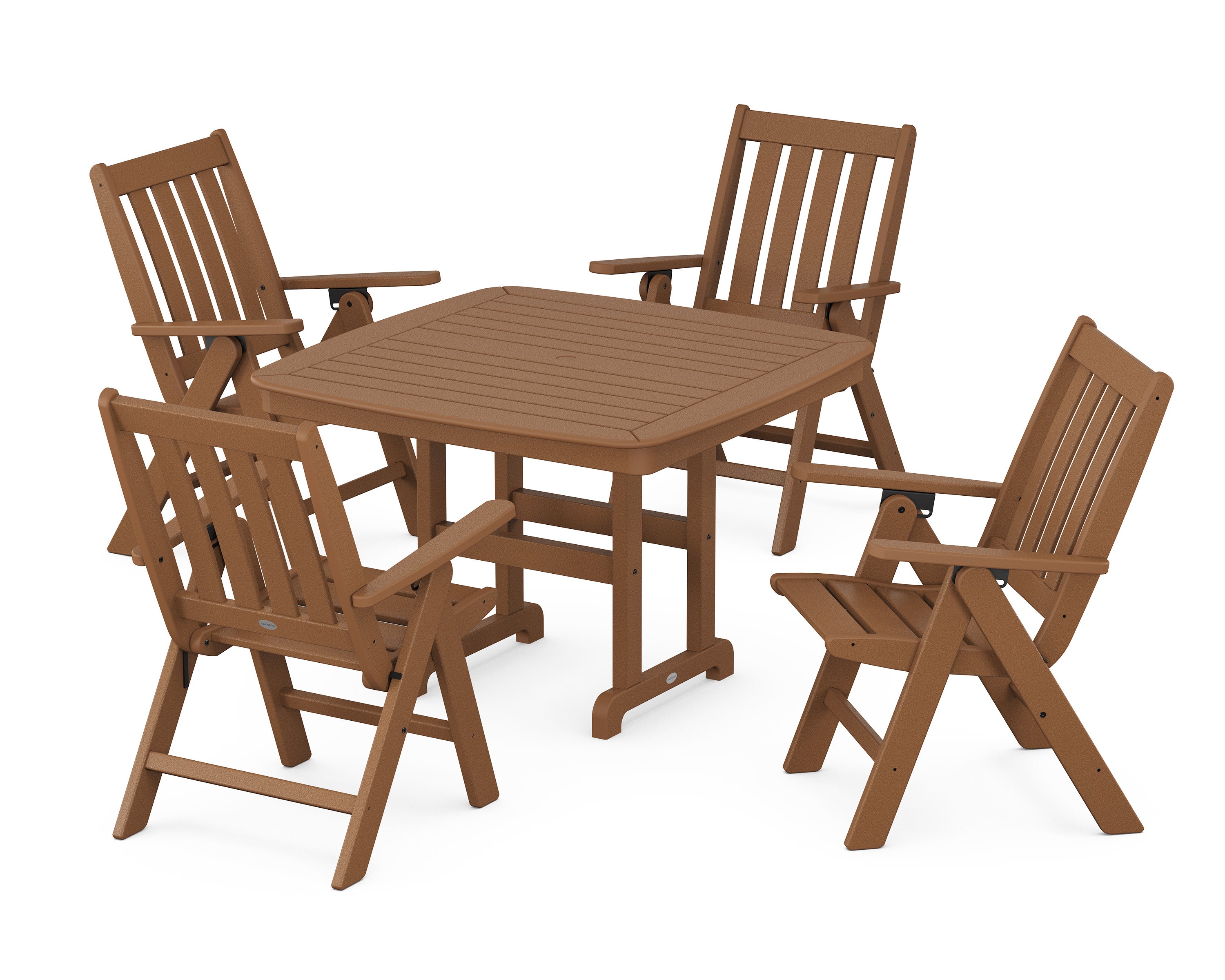 Vineyard Folding Chair 5-Piece Dining Set in Teak