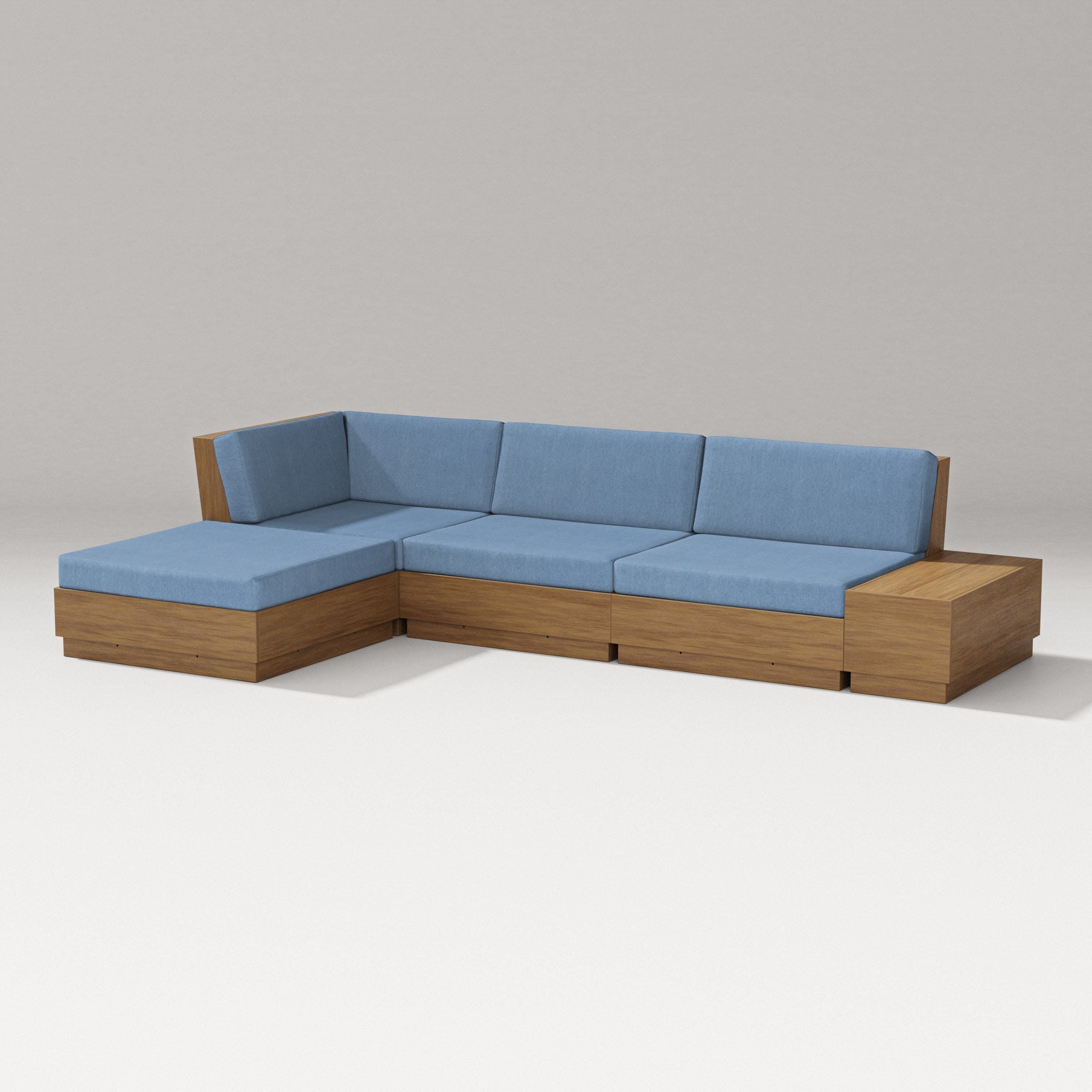 Elevate Chaise Sectional in Natural / Sky Blue