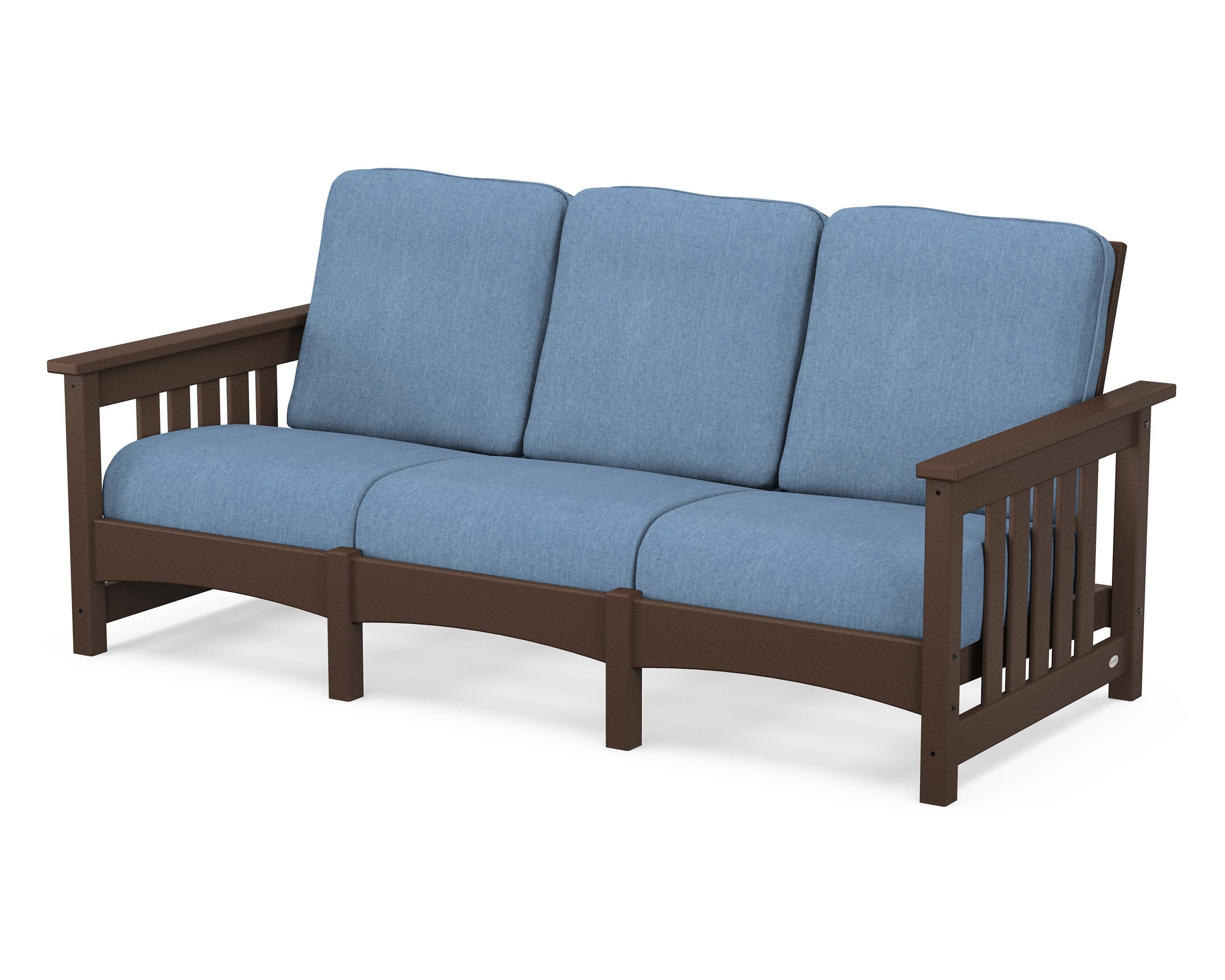 Club Mission Sofa in Mahogany / Sky Blue
