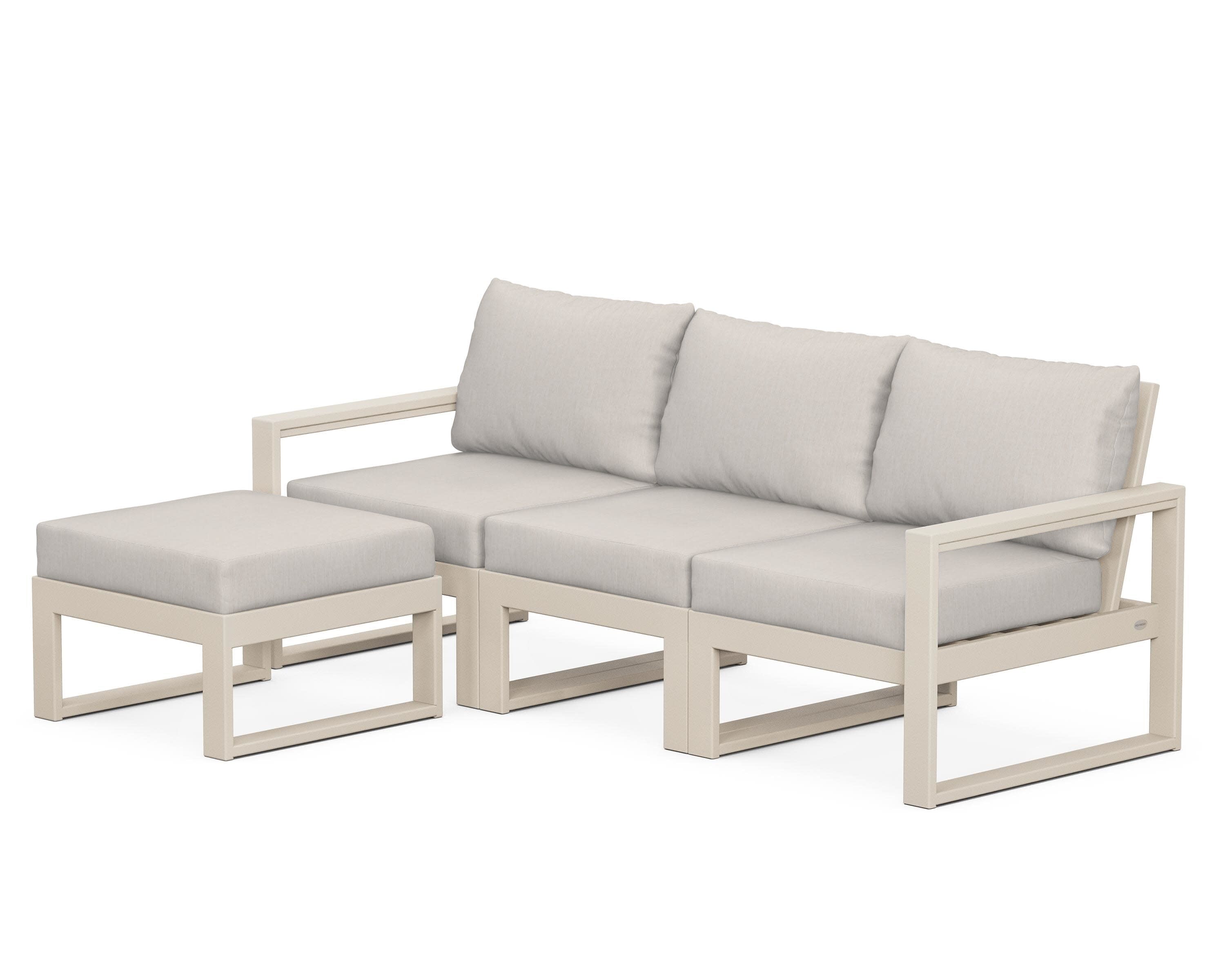 EDGE 4-Piece Modular Deep Seating Set with Ottoman in Sand / Cast Ash