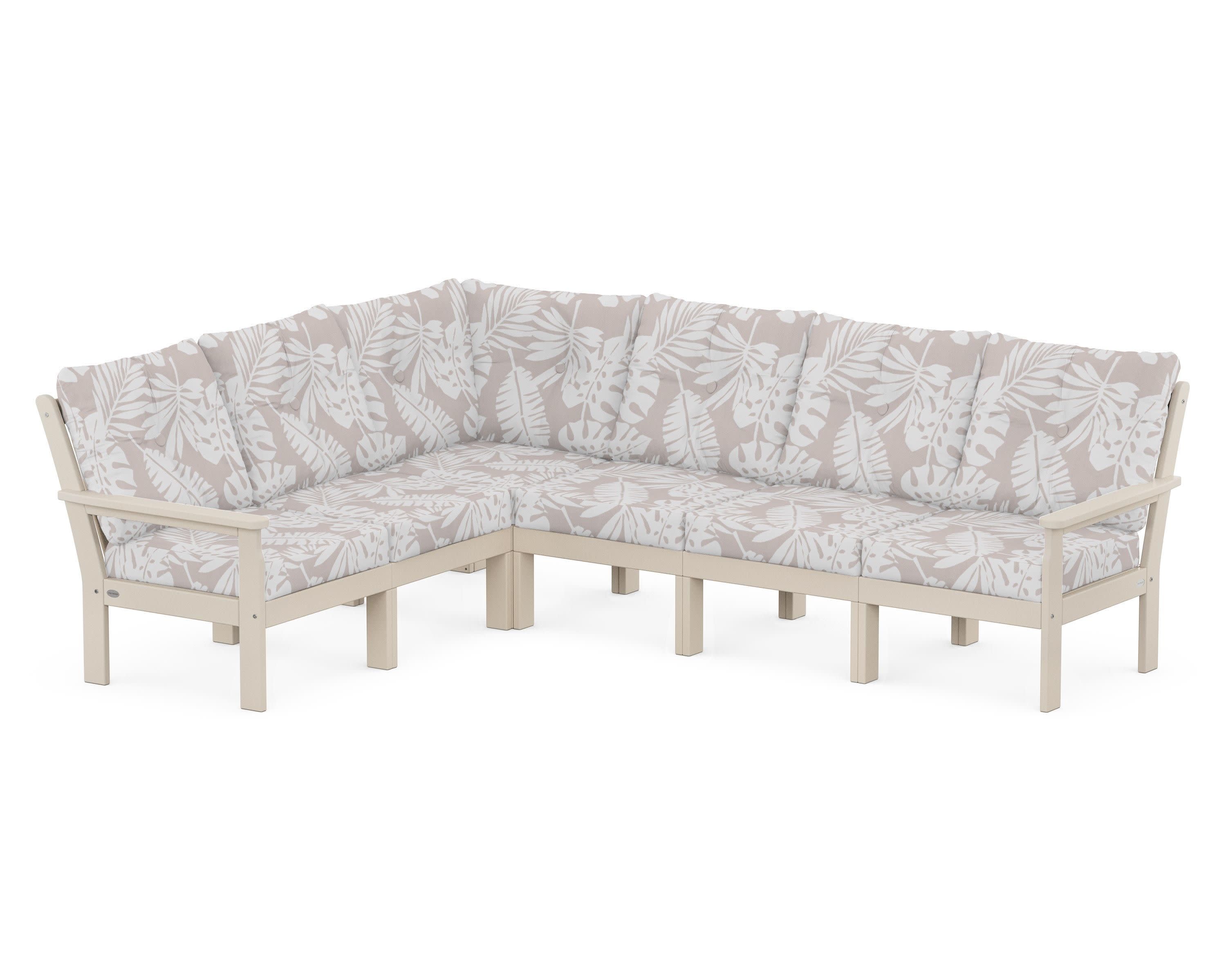 Vineyard 6-Piece Sectional in Sand / Leaf Dune Burlap