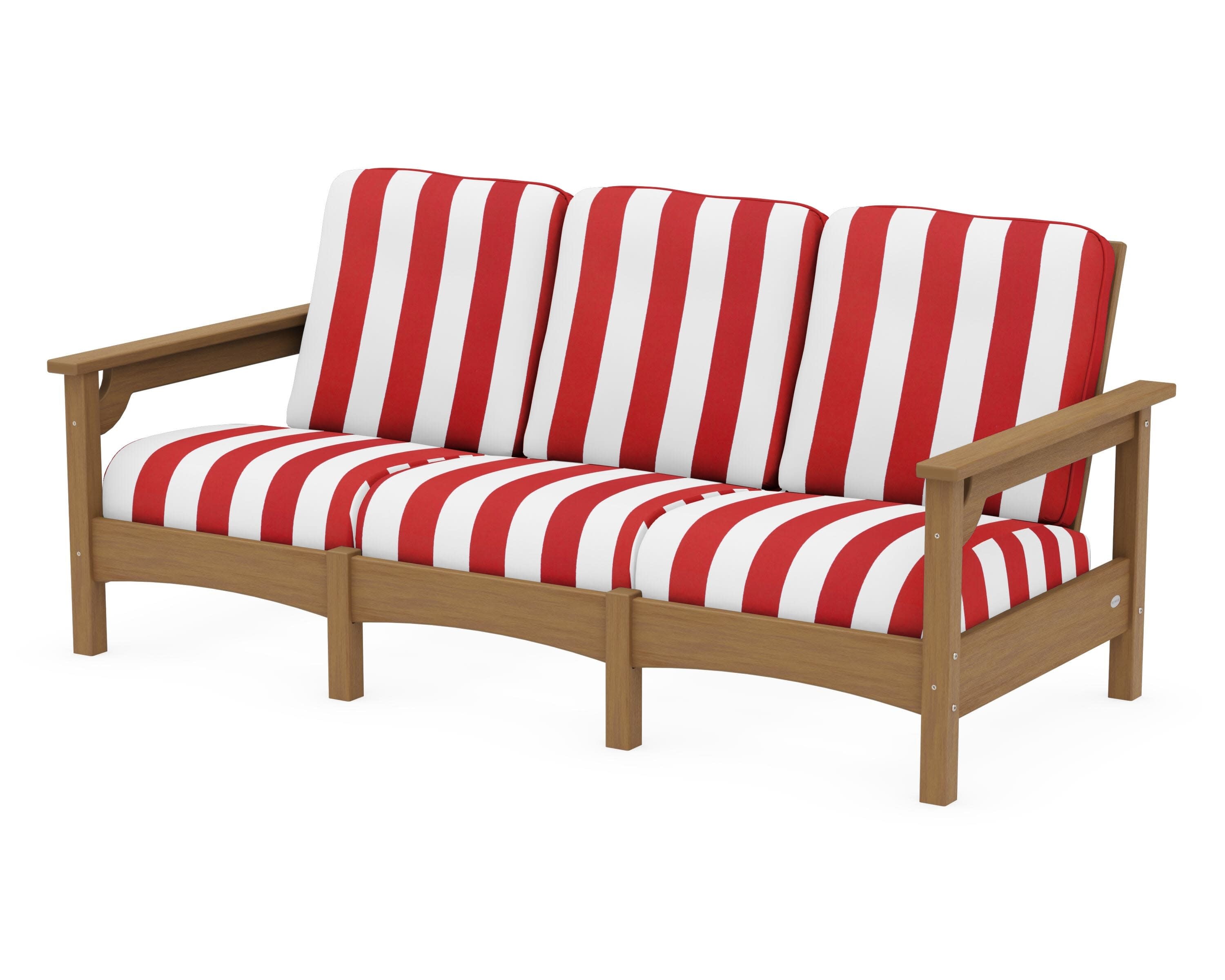 Club Sofa in Natural / Cabana Stripe Crimson