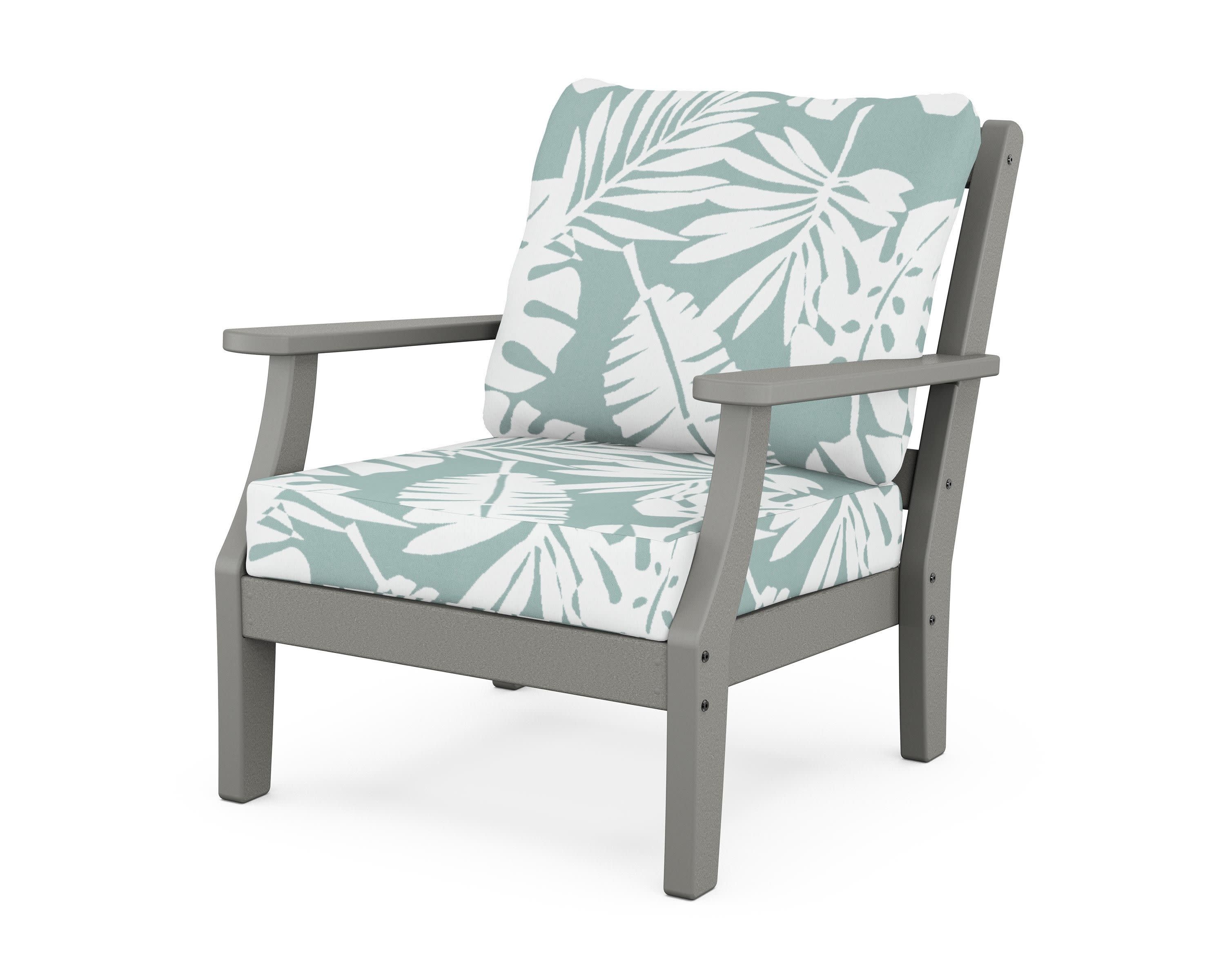 Chinoiserie Deep Seating Chair in Slate Grey / Leaf Glacier Spa