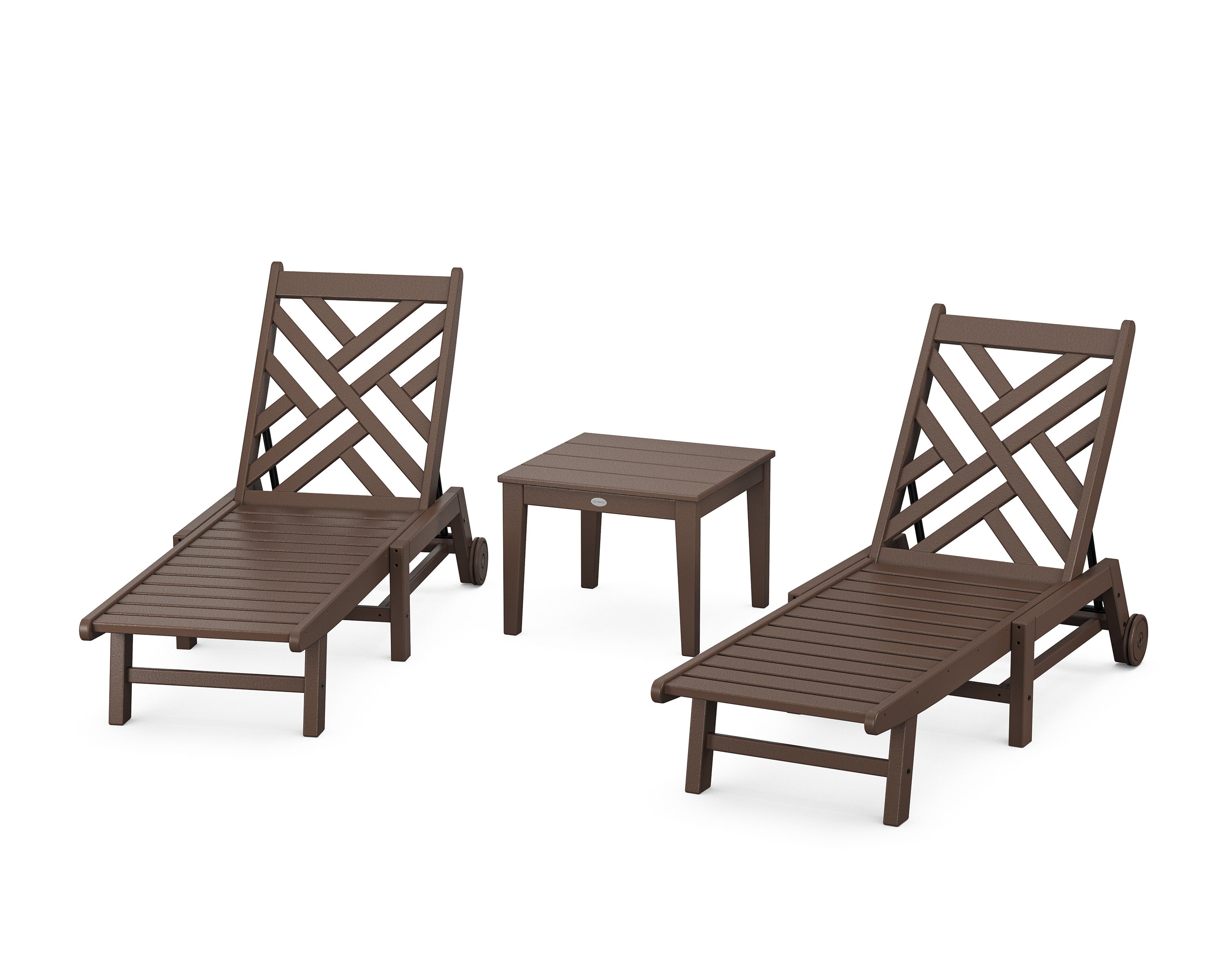 Chippendale 3-Piece Chaise Set with Wheels in Mahogany