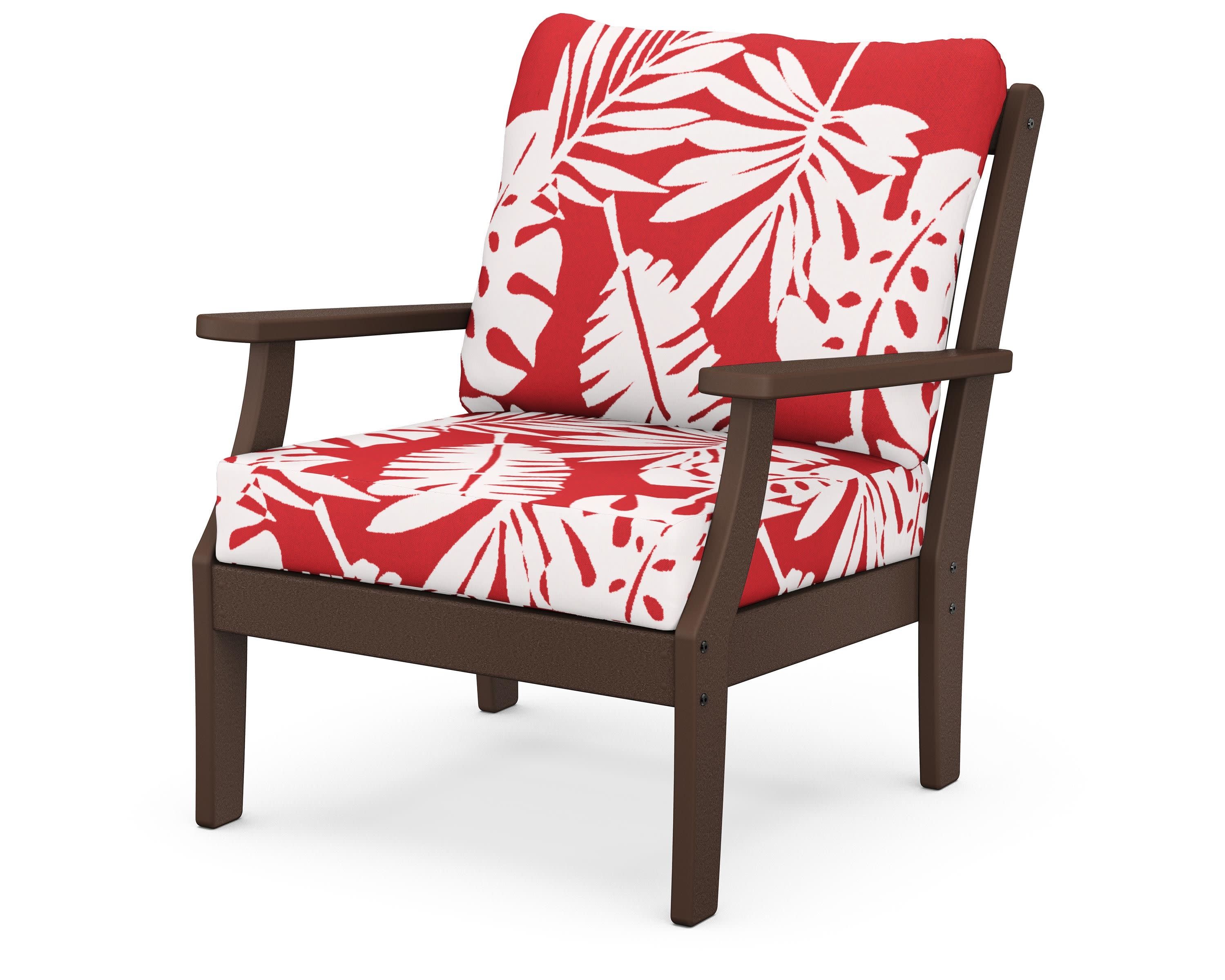 Braxton Deep Seating Chair in Mahogany / Leaf Crimson