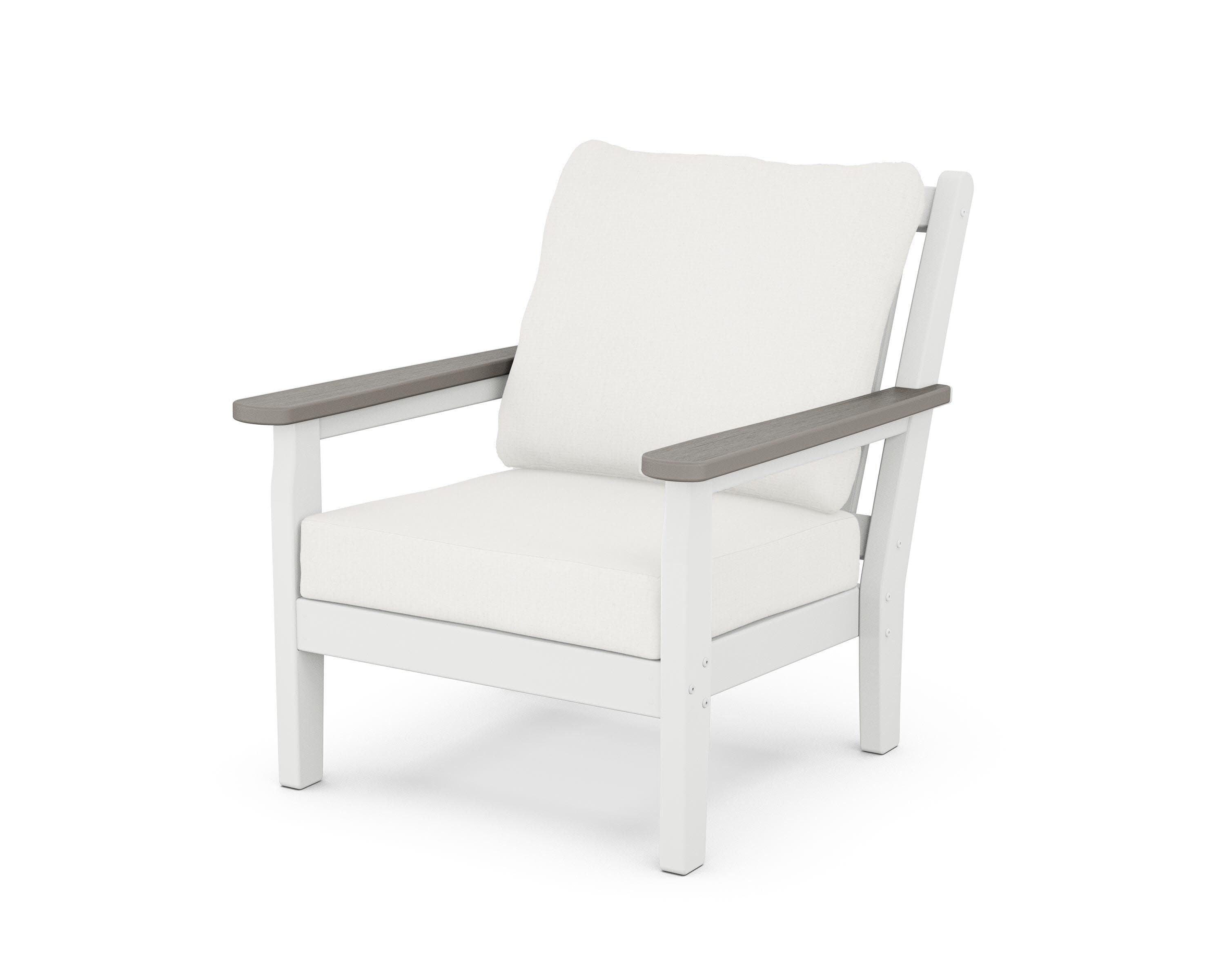 Chippendale Deep Seating Chair in White / Driftwood / Natural Linen