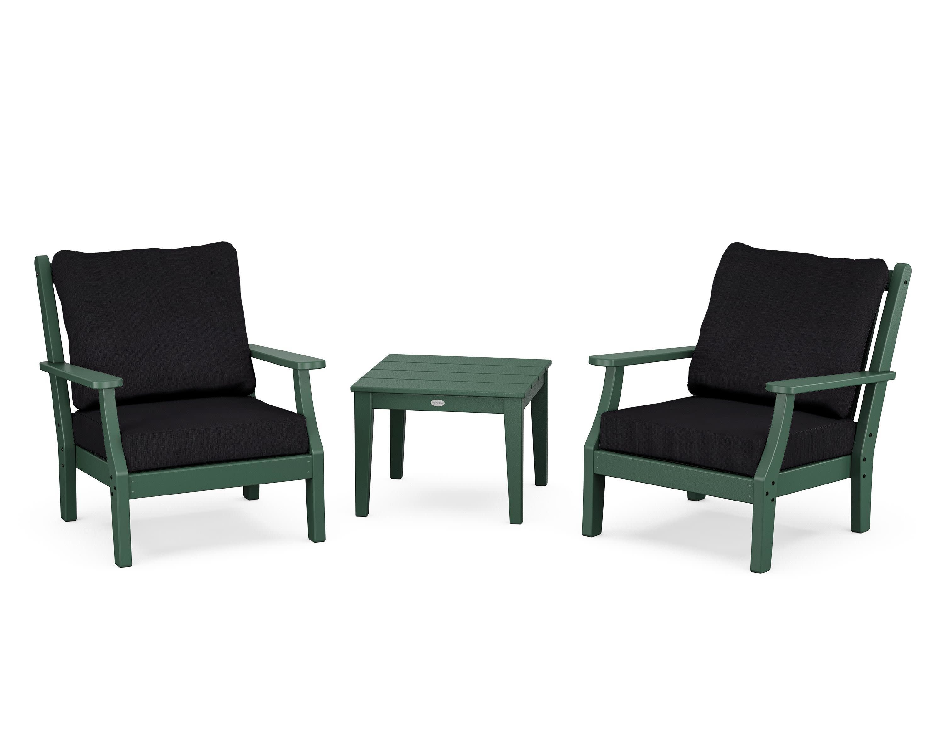 Wovendale 3-Piece Deep Seating Set in Green / Midnight Linen