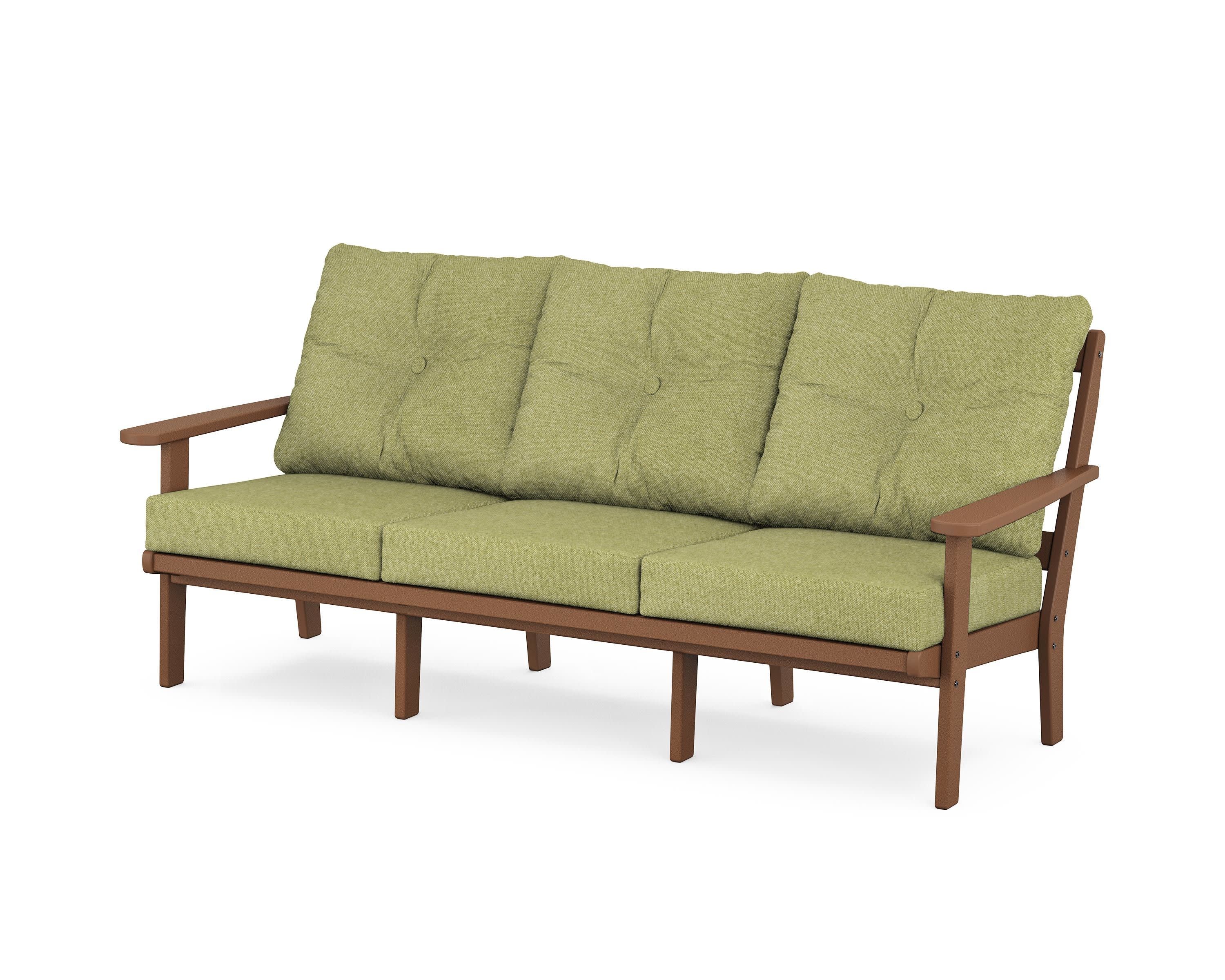 Mission Deep Seating Sofa in Teak / Chartreuse Boucle