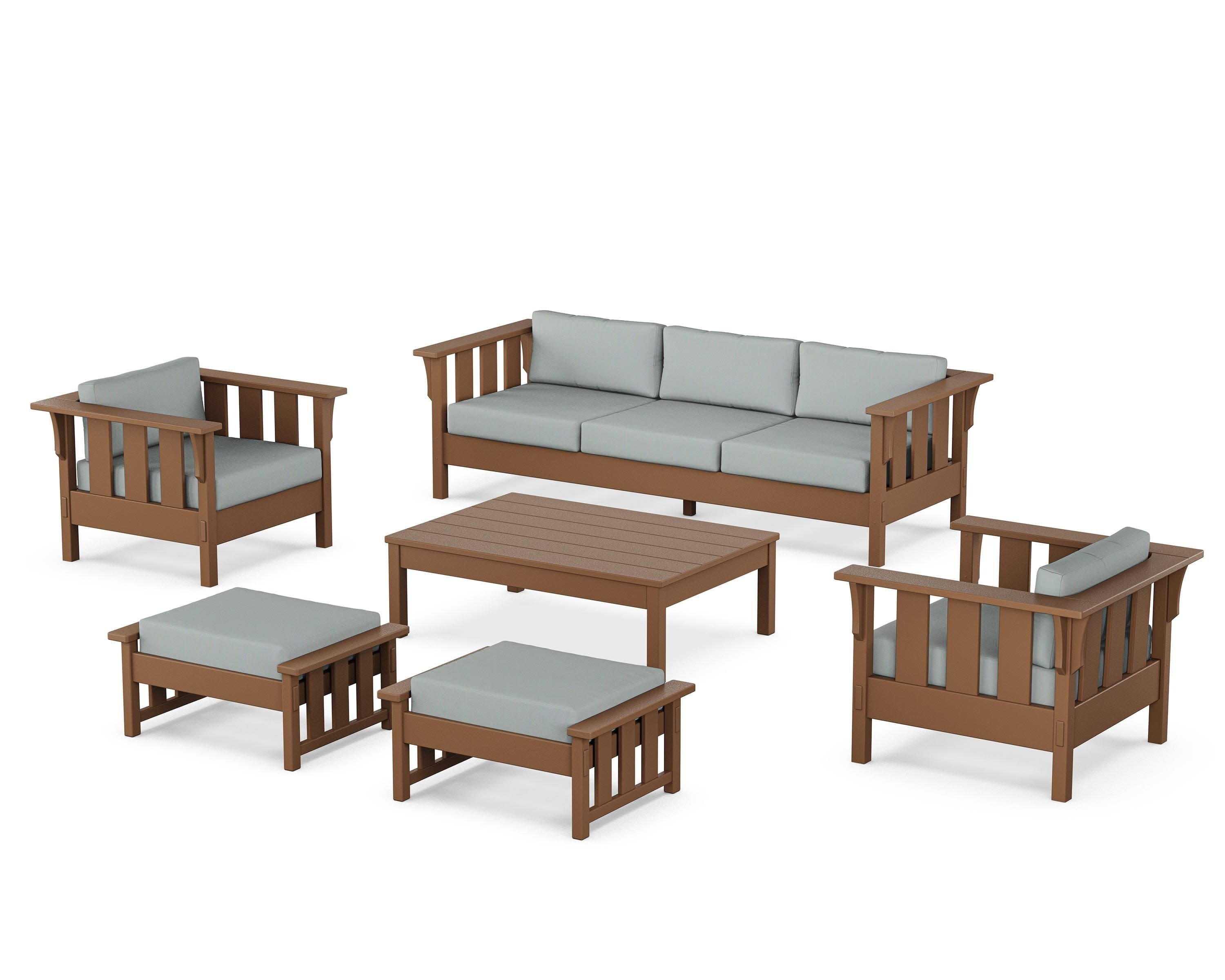 Acadia 6-Piece Lounge Sofa Set in Teak / Spa