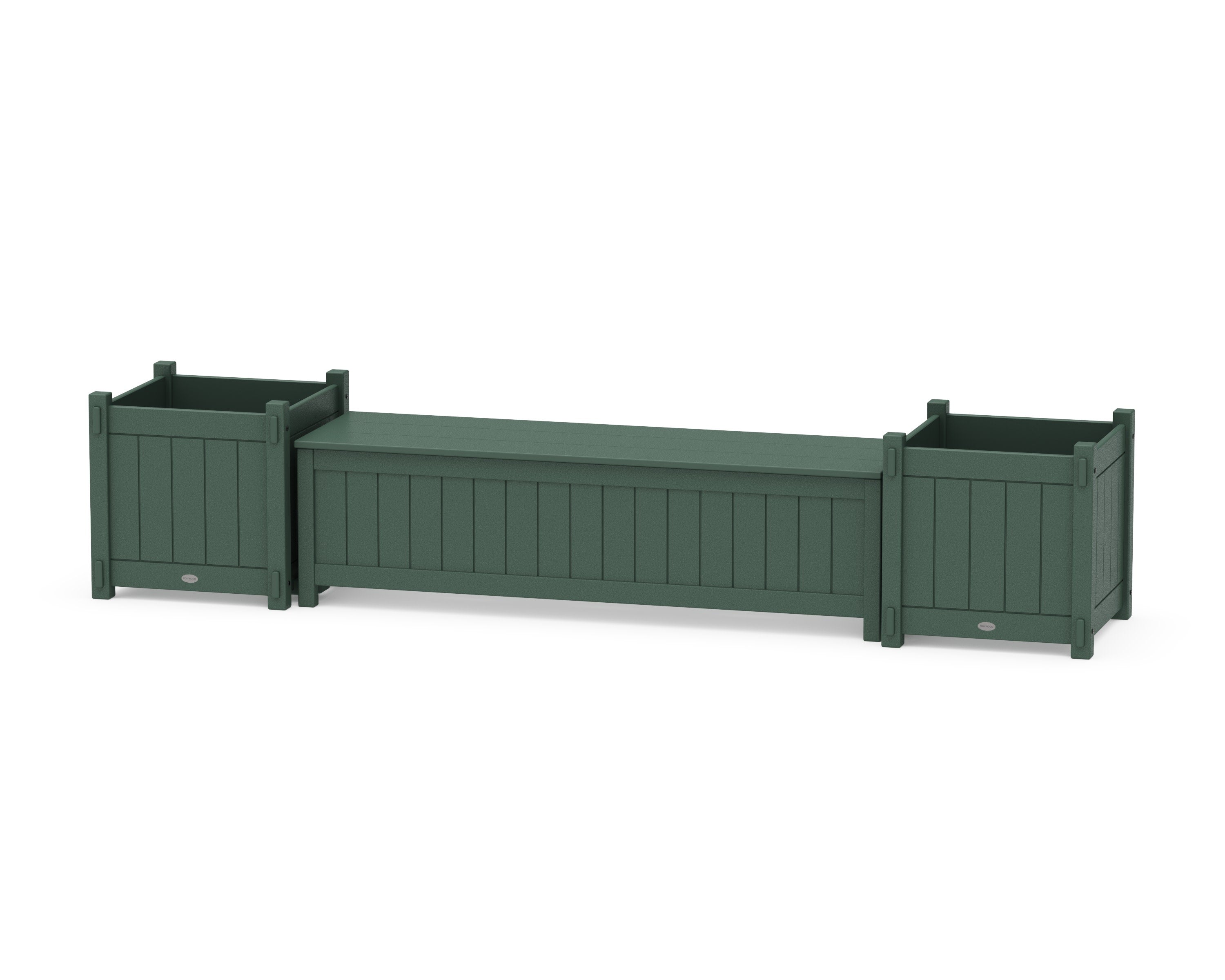 60" Vineyard Straight Planter Storage Bench Set- Large in Green