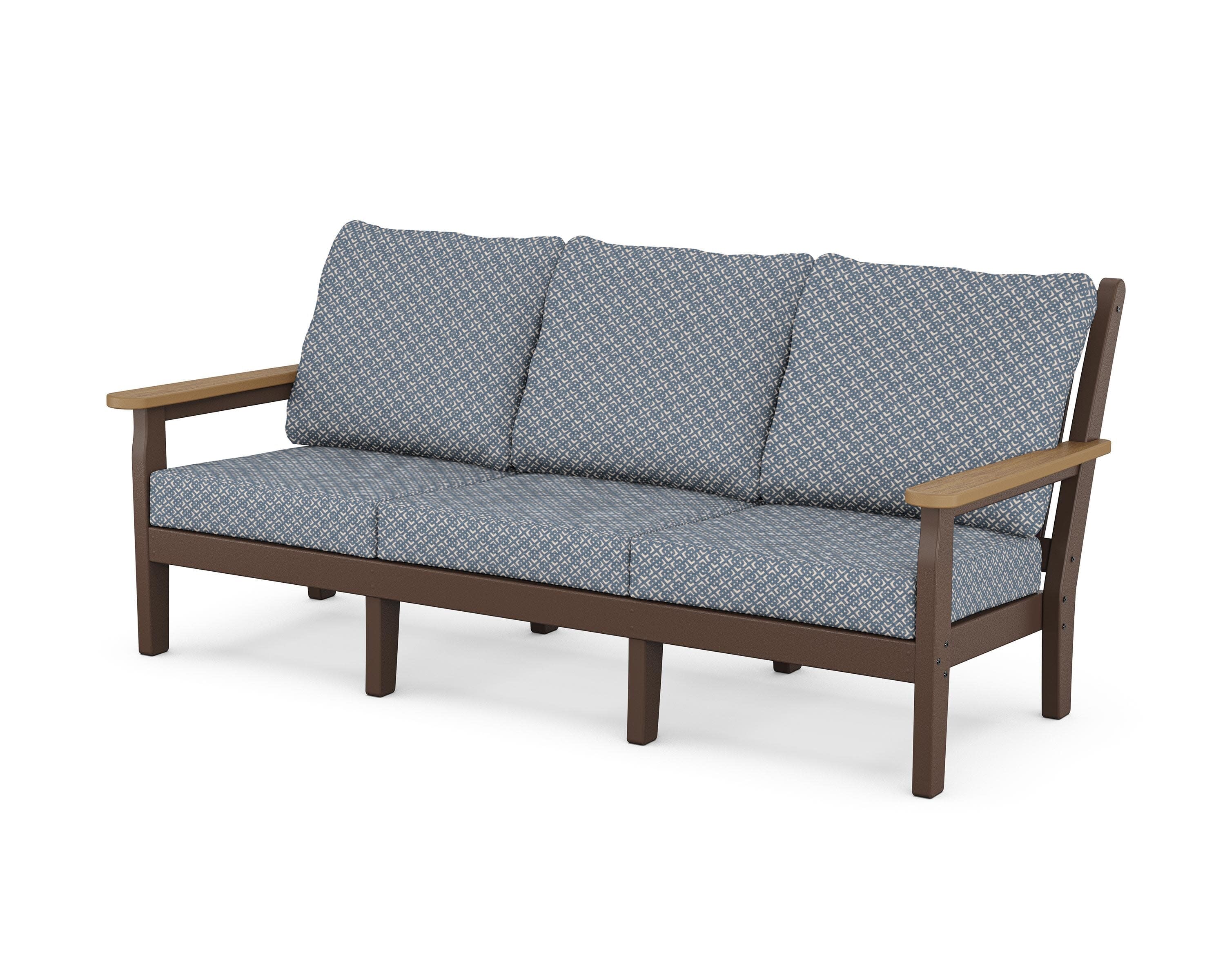 Chippendale Deep Seating Sofa in Mahogany / Natural / Hopscotch