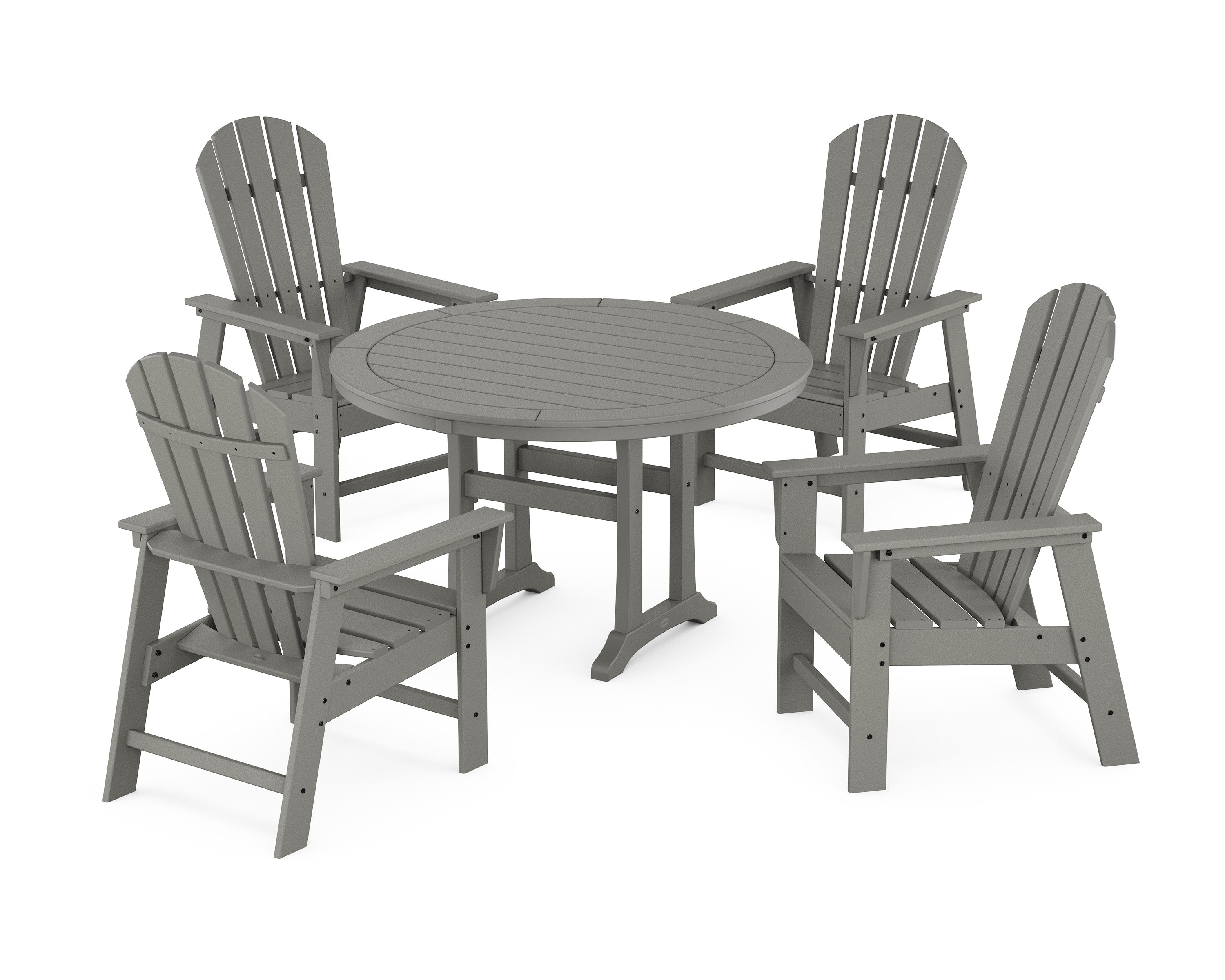 South Beach 5-Piece Round Dining Set with Trestle Legs in Slate Grey