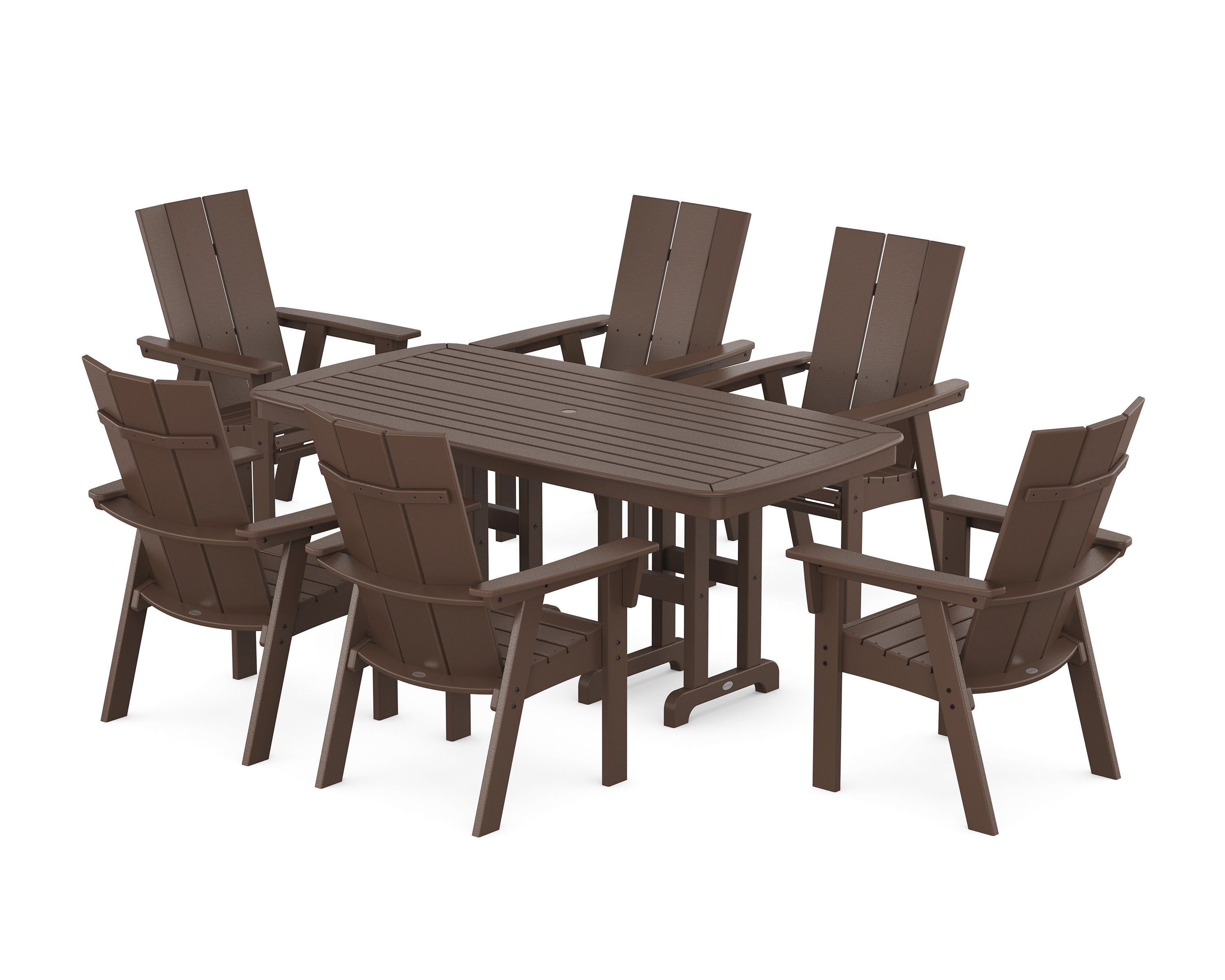 Modern Curveback Adirondack 7-Piece Dining Set in Mahogany