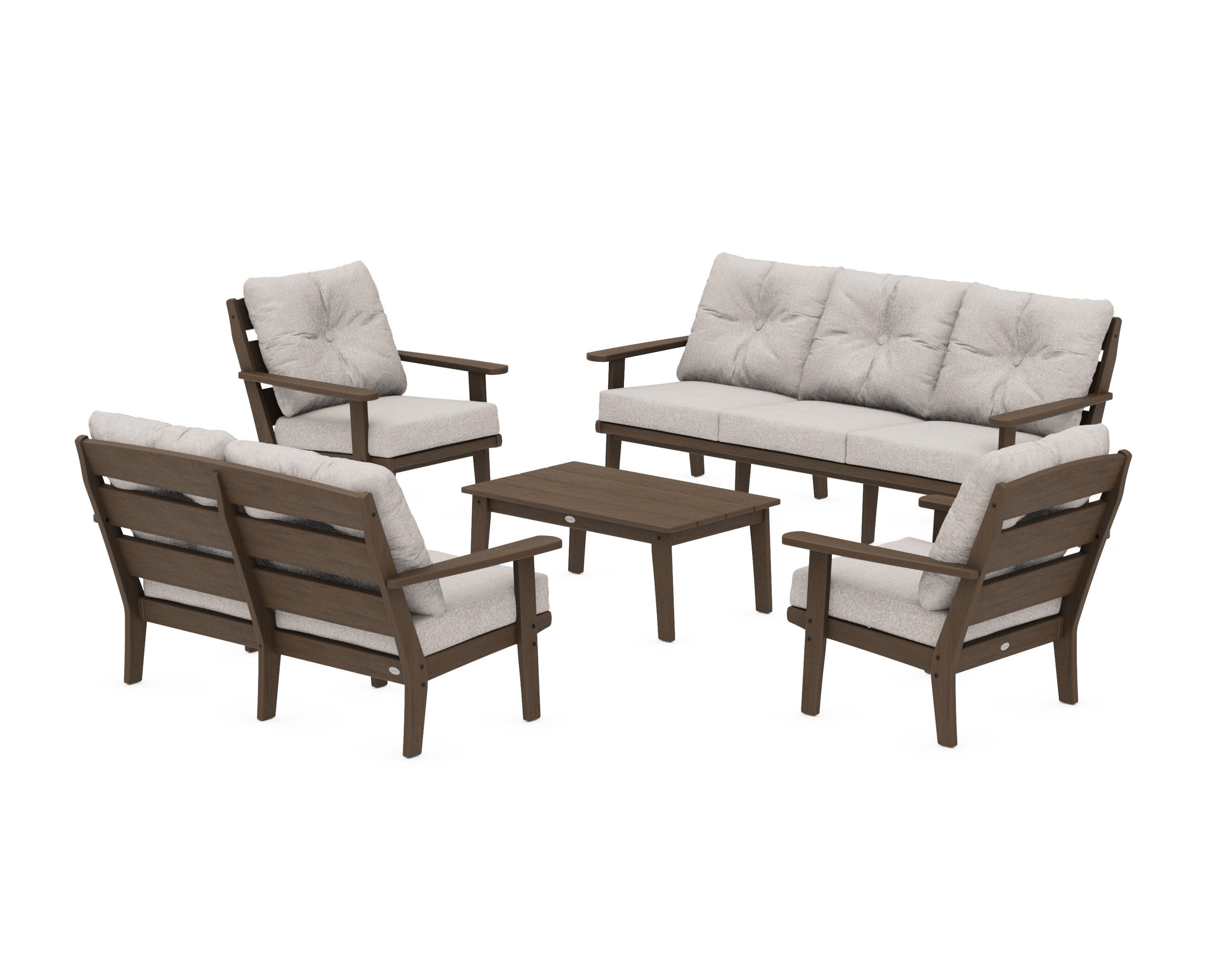 Lakeside 5-Piece Lounge Sofa Set in Kona / Weathered Tweed