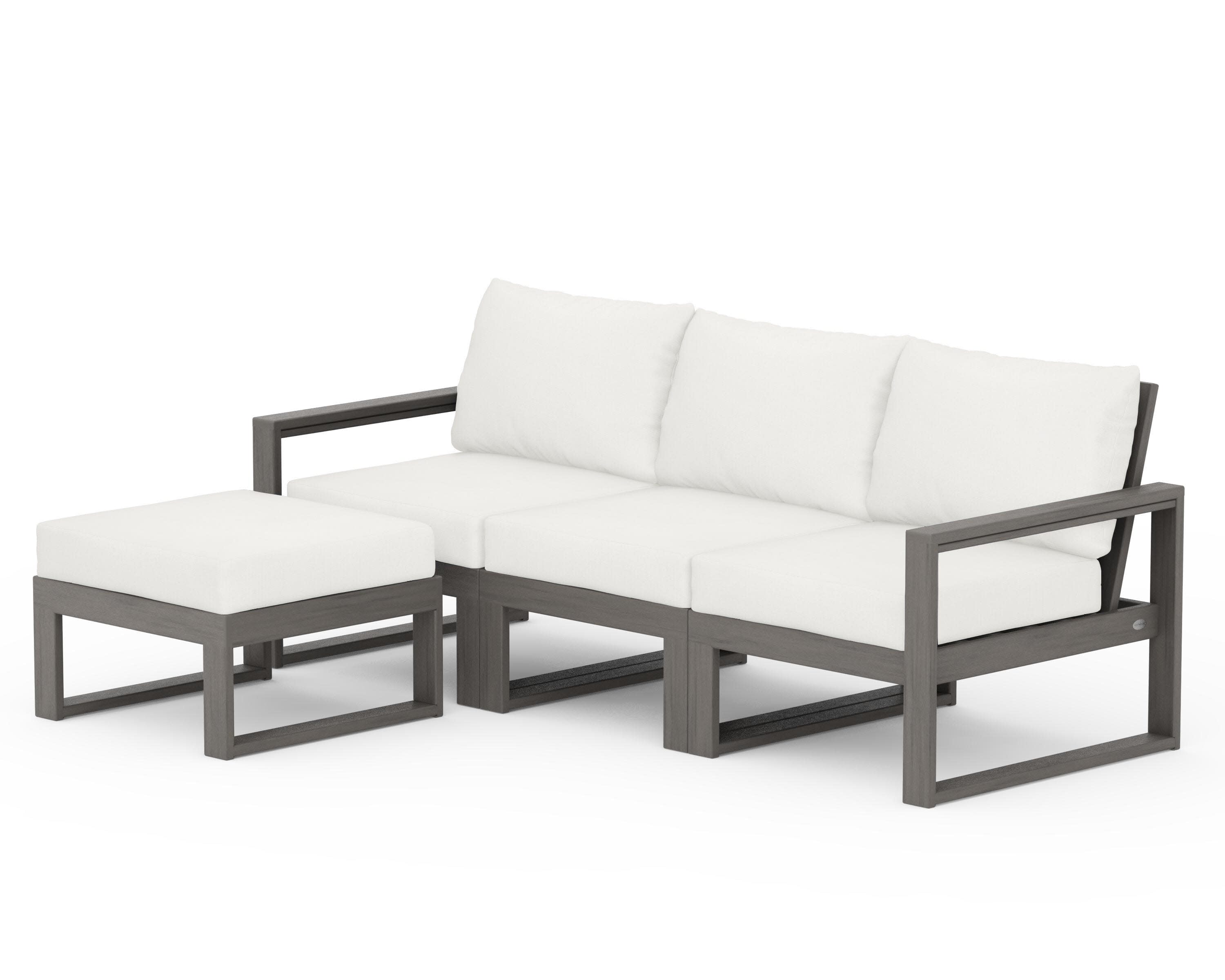 EDGE 4-Piece Modular Deep Seating Set with Ottoman in Driftwood / Natural Linen