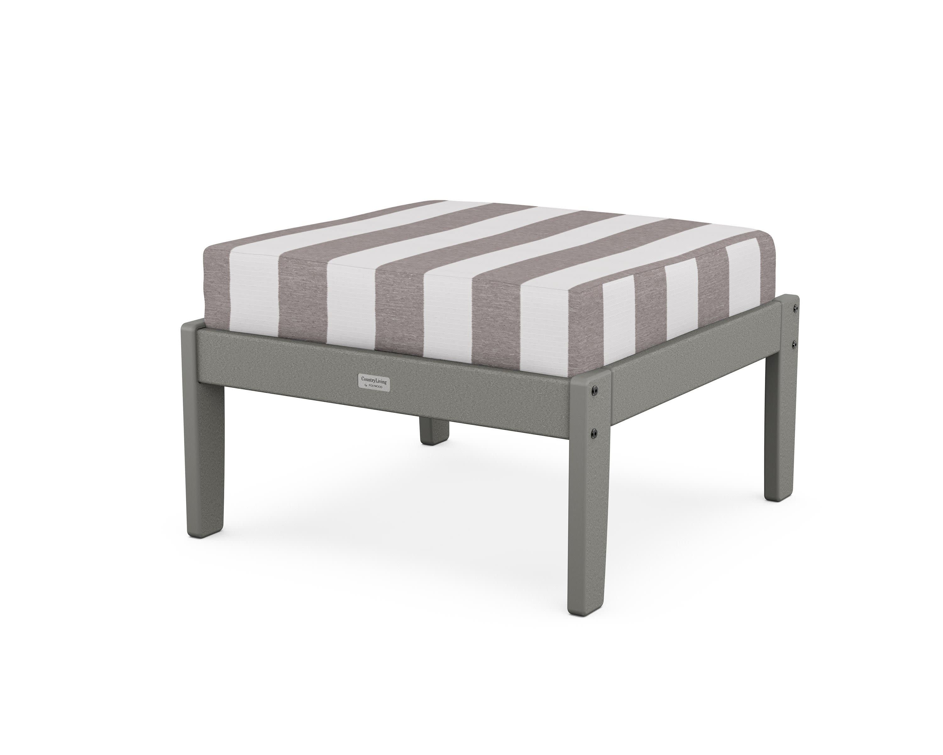 Cottage Deep Seating Ottoman in Slate Grey / Cabana Stripe Grey Mist