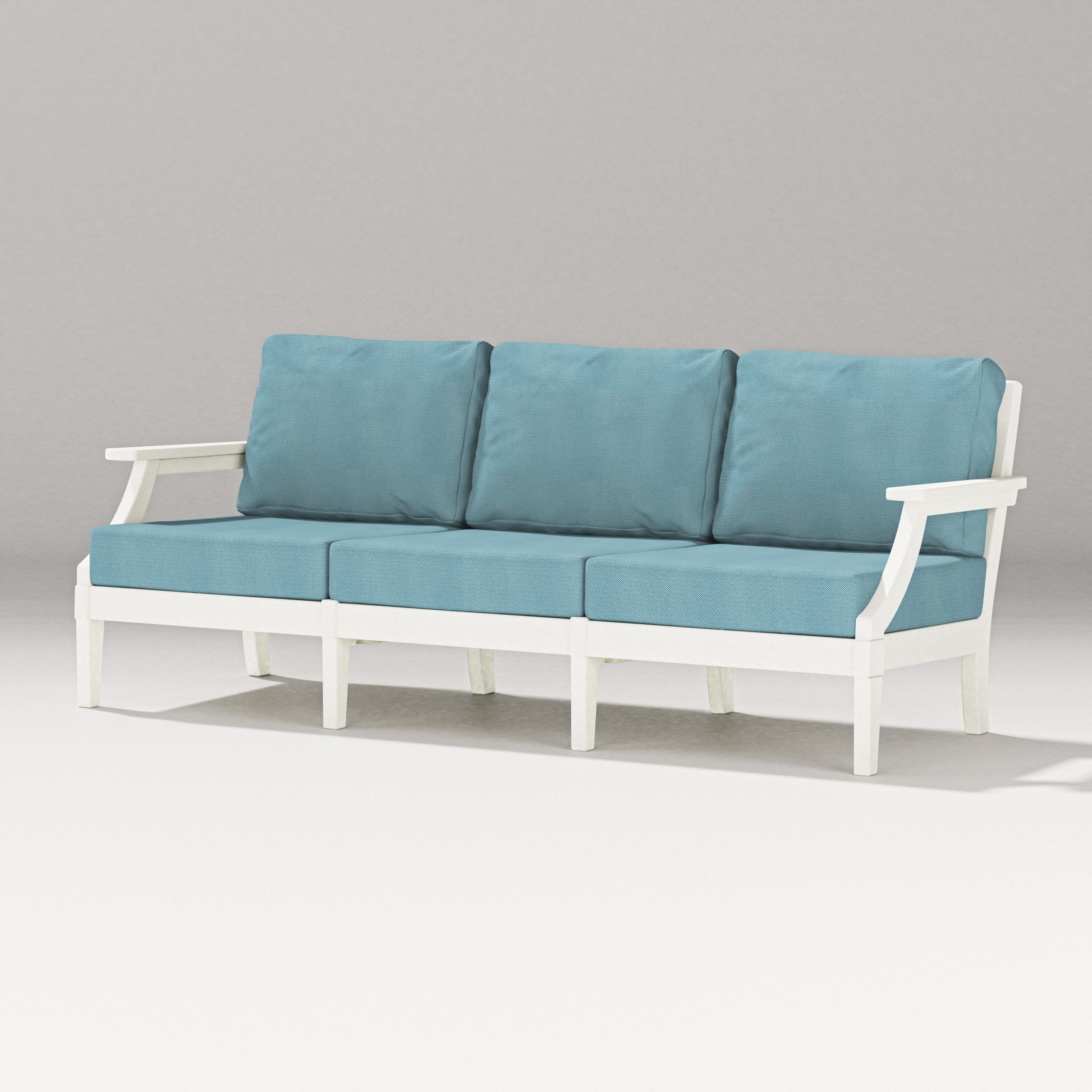 Estate Sofa in Vintage White / Lattice Sky Blue