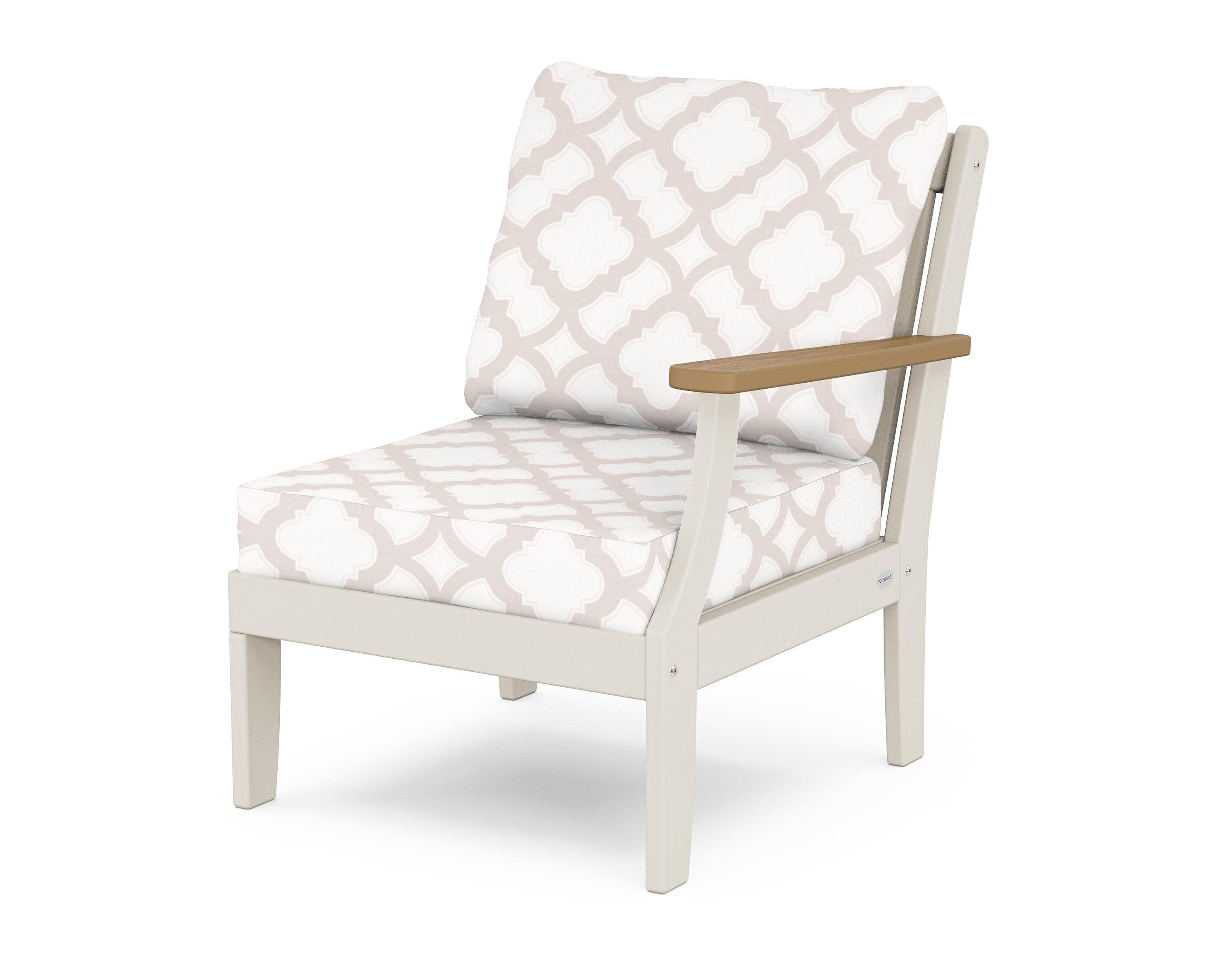 Braxton Modular Right Arm Chair in Sand / Natural / Trellis Dune Burlap